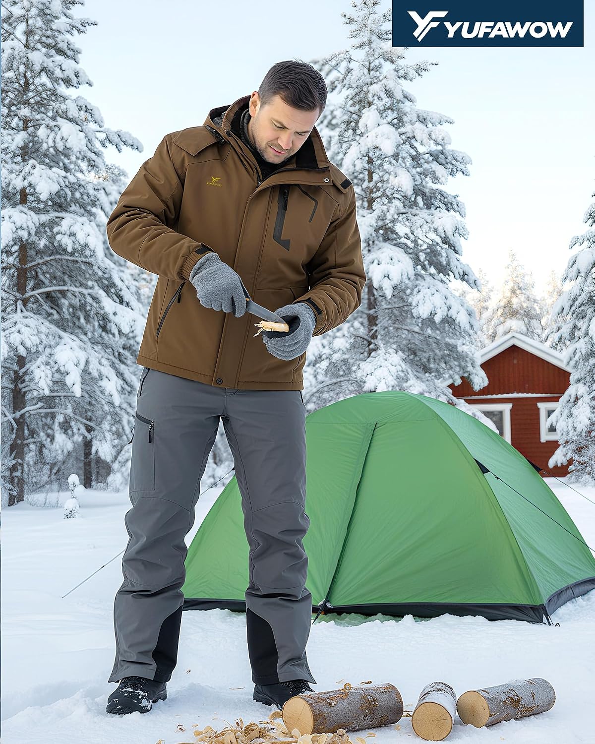 Men Winter Jacket Waterproof Windbreaker Warm Fleece Lined for Winter Outdoor Work Sports Skiing Snowboard Camping Hiking