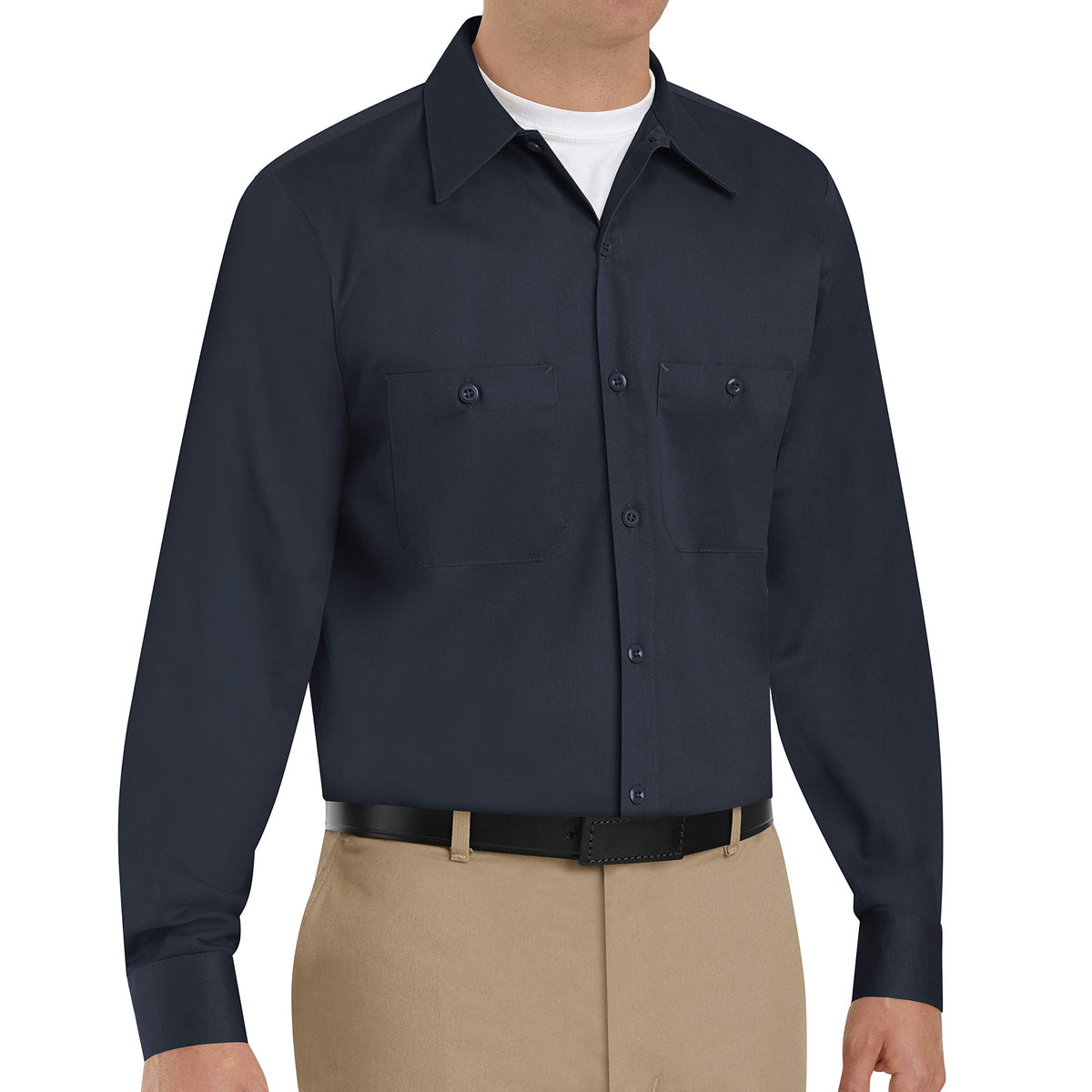 Red Kap Men's Long Sleeve Industrial Work Shirt | Moisture Wicking Button Up, Wrinkle Resistance Fights Fading & Stains