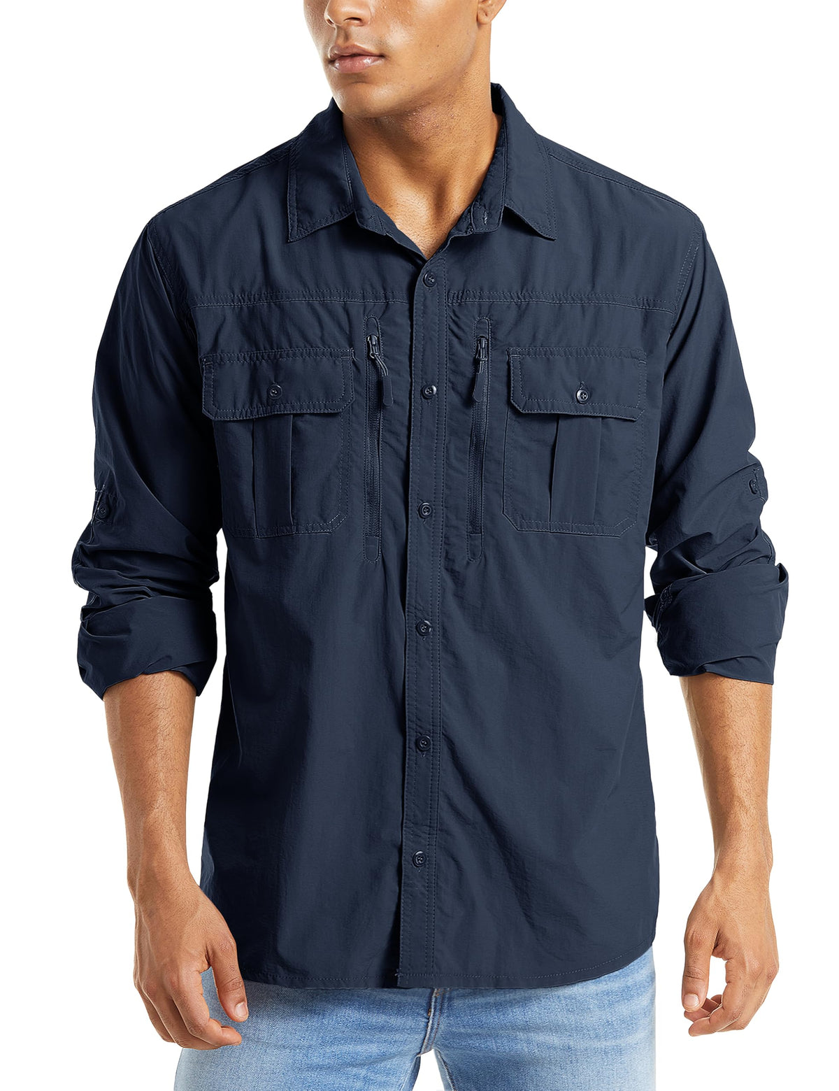 MAGCOMSEN Men's Long Sleeve Fishing Shirts Button Down Hiking Safari