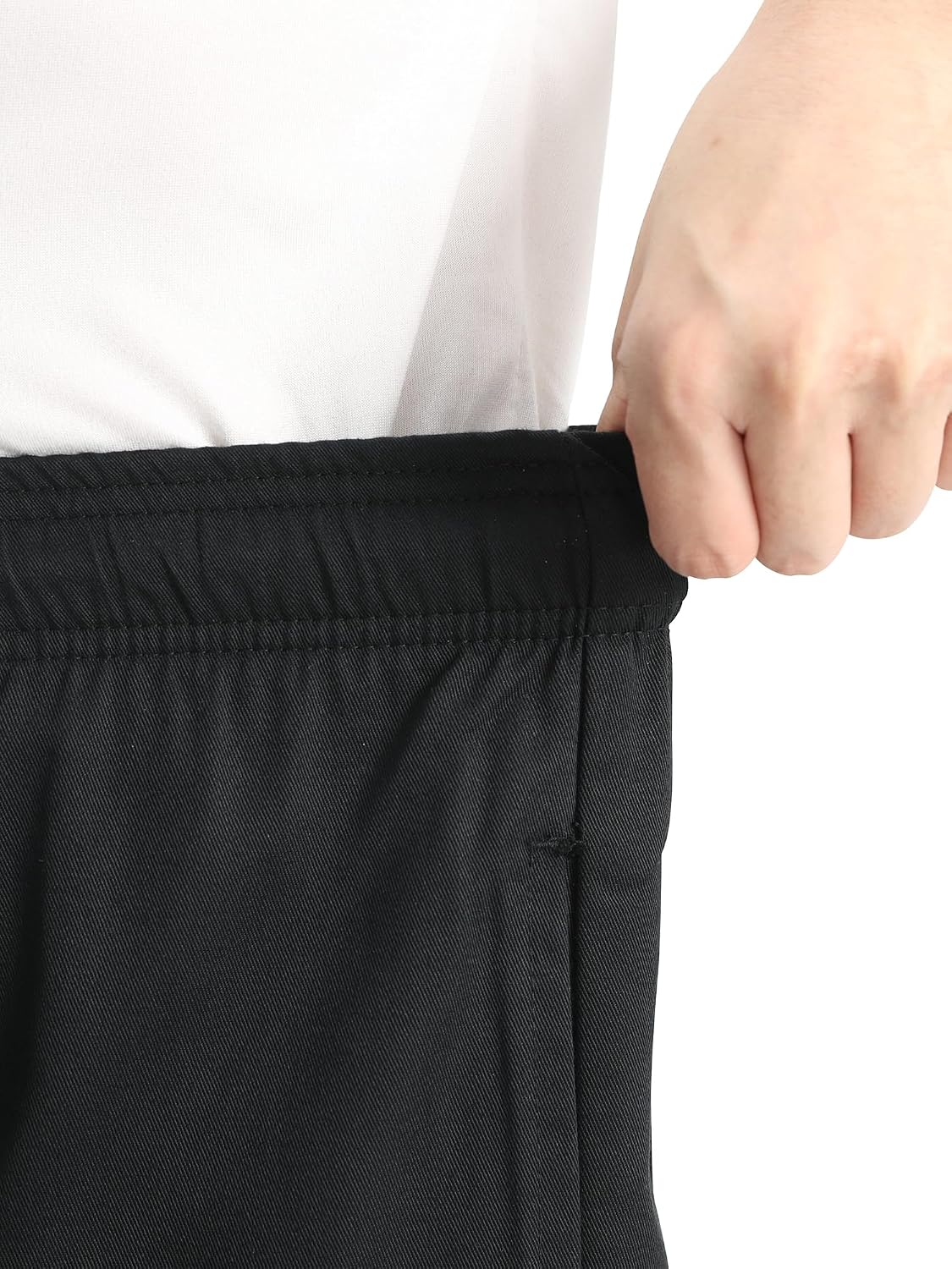 KITCHIEF Men's Baggy Chef Pants Black Cargo Pants for Men Chef Server Work Pants for Kitchen & Restaurant - Drawstring Waist