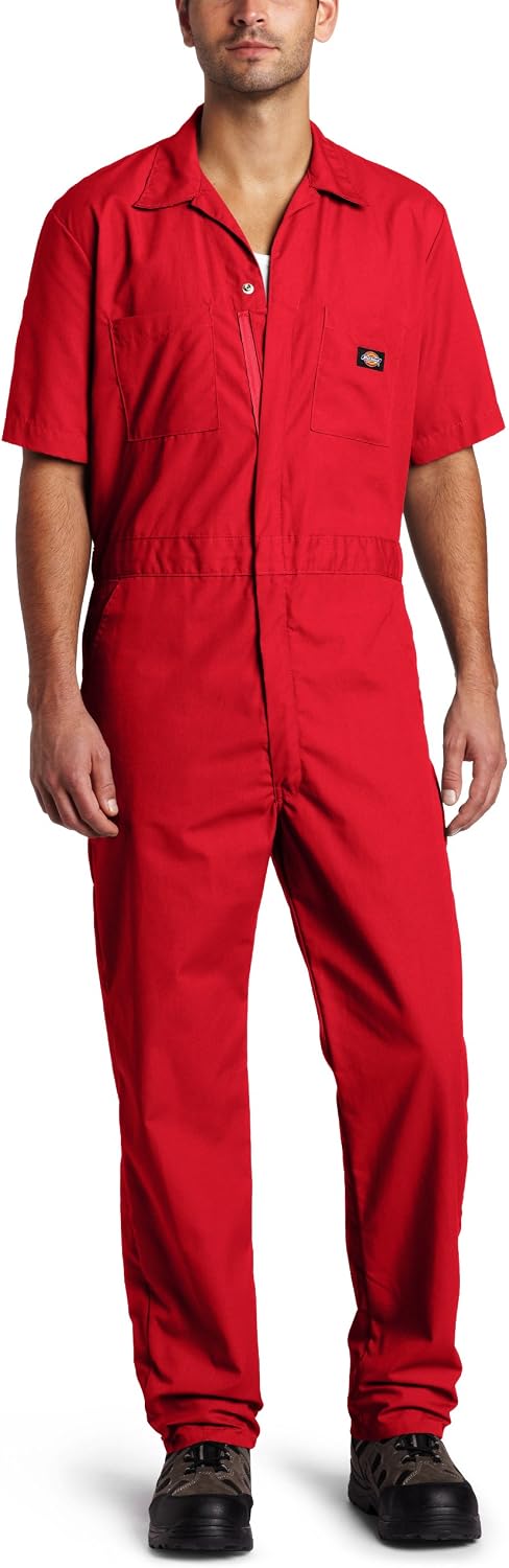 Dickies Men's Short Sleeve Coverall – Zipper Front Work Jumpsuit for Mechanics, Industrial Overall Uniform