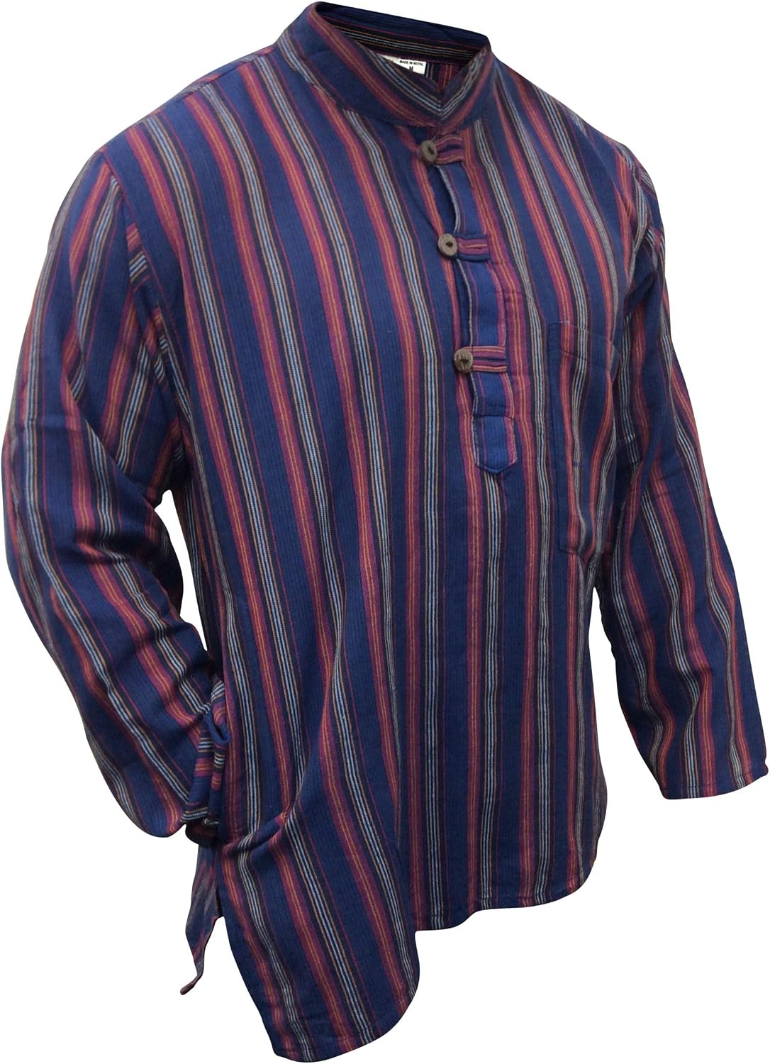 Shopoholic Fashion Mens Striped Grandad Shirt