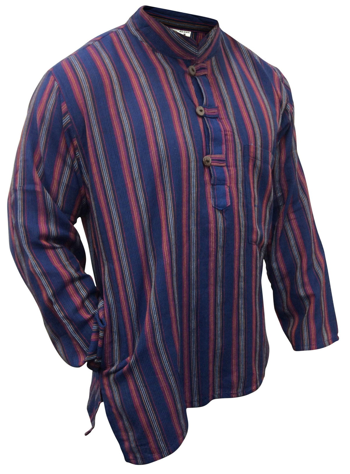 Shopoholic Fashion Mens Striped Grandad Shirt