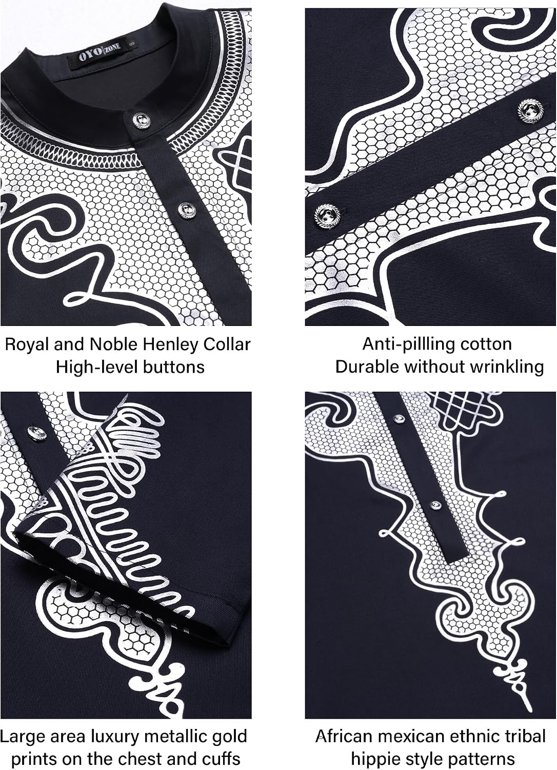African Suits for Men African Outfits Dashiki Metallic Printed Suit