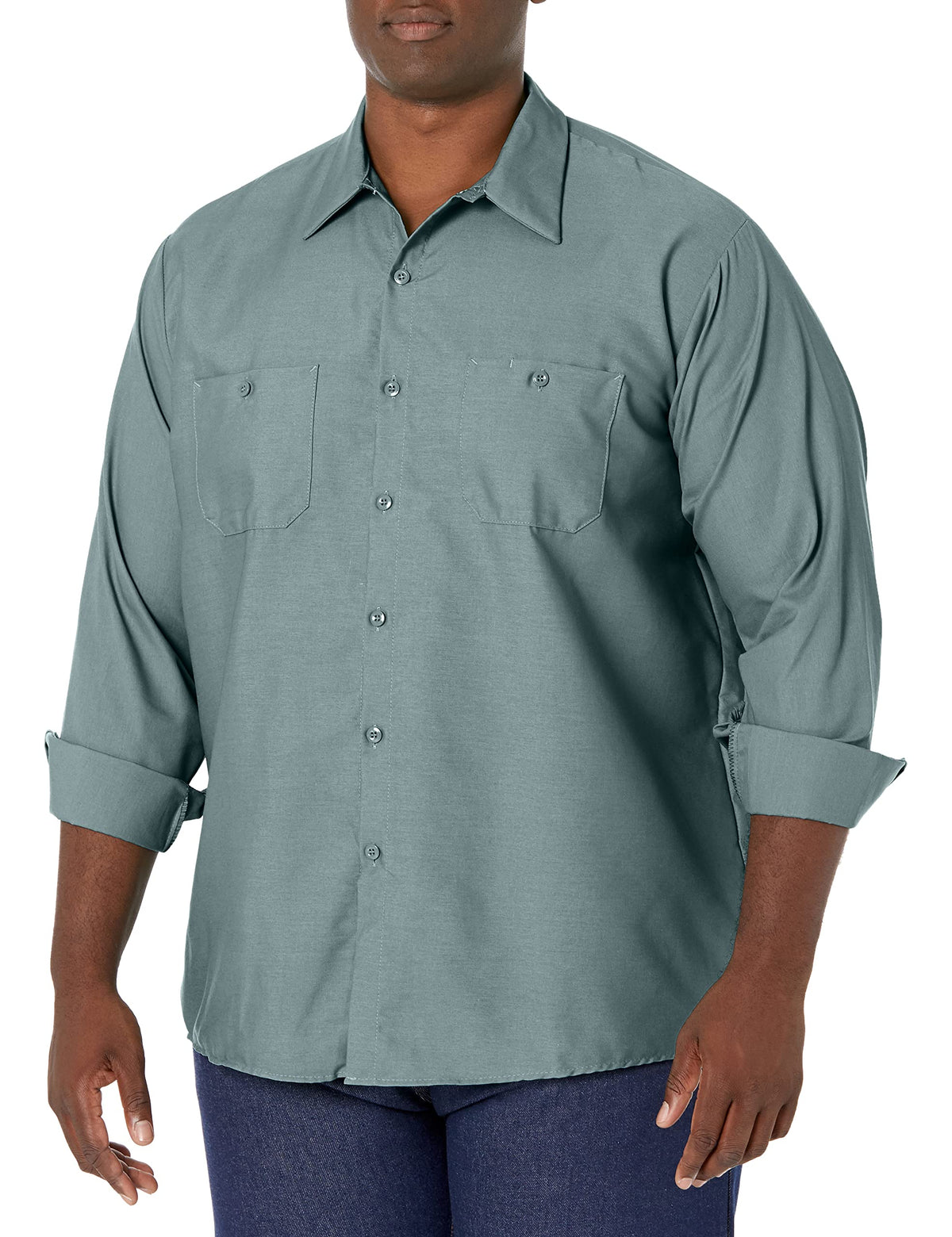 Red Kap Men's Long Sleeve Industrial Work Shirt | Moisture Wicking Button Up, Wrinkle Resistance Fights Fading & Stains
