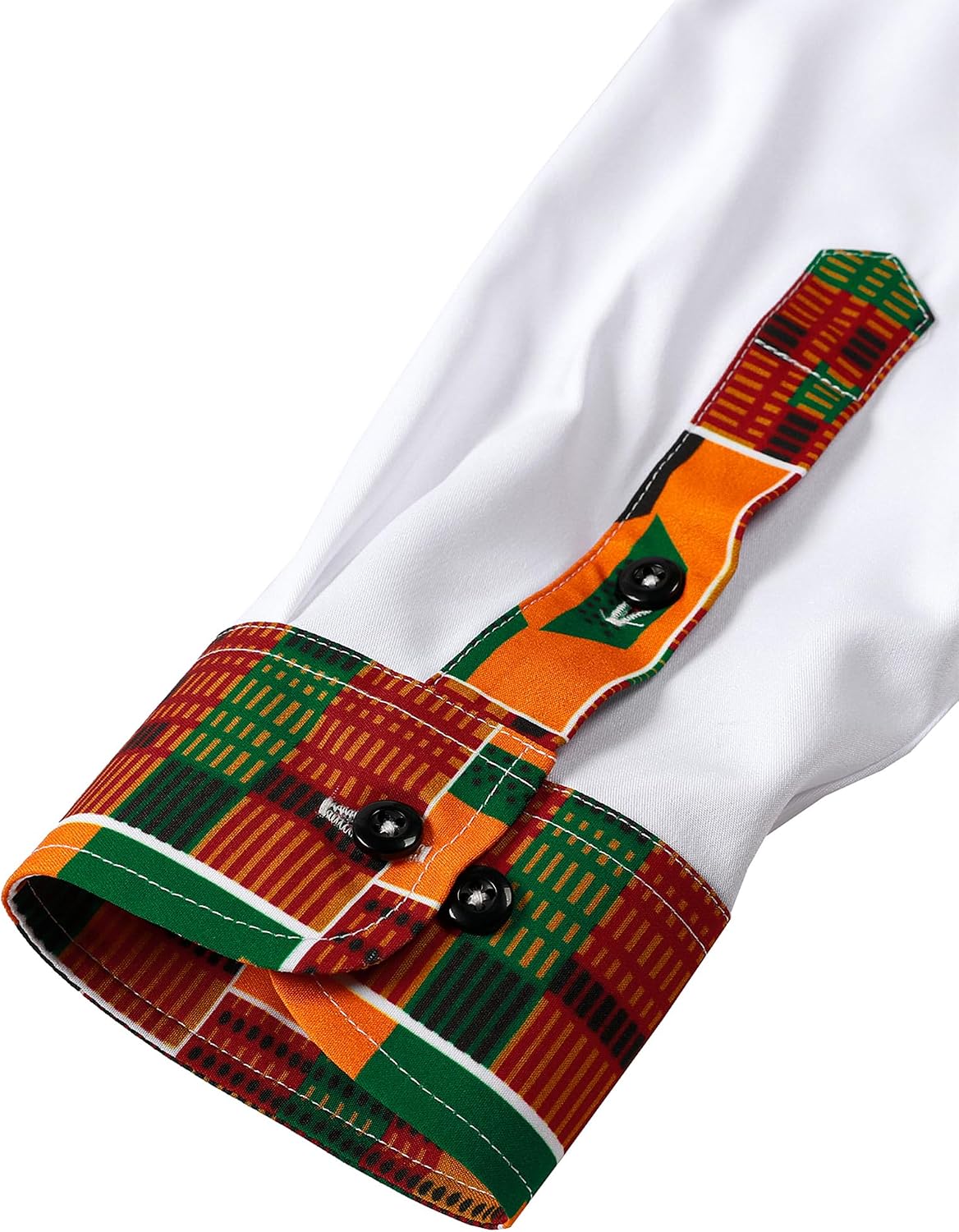 LucMatton Men's African Long Sleeve Button Down Dress Shirt