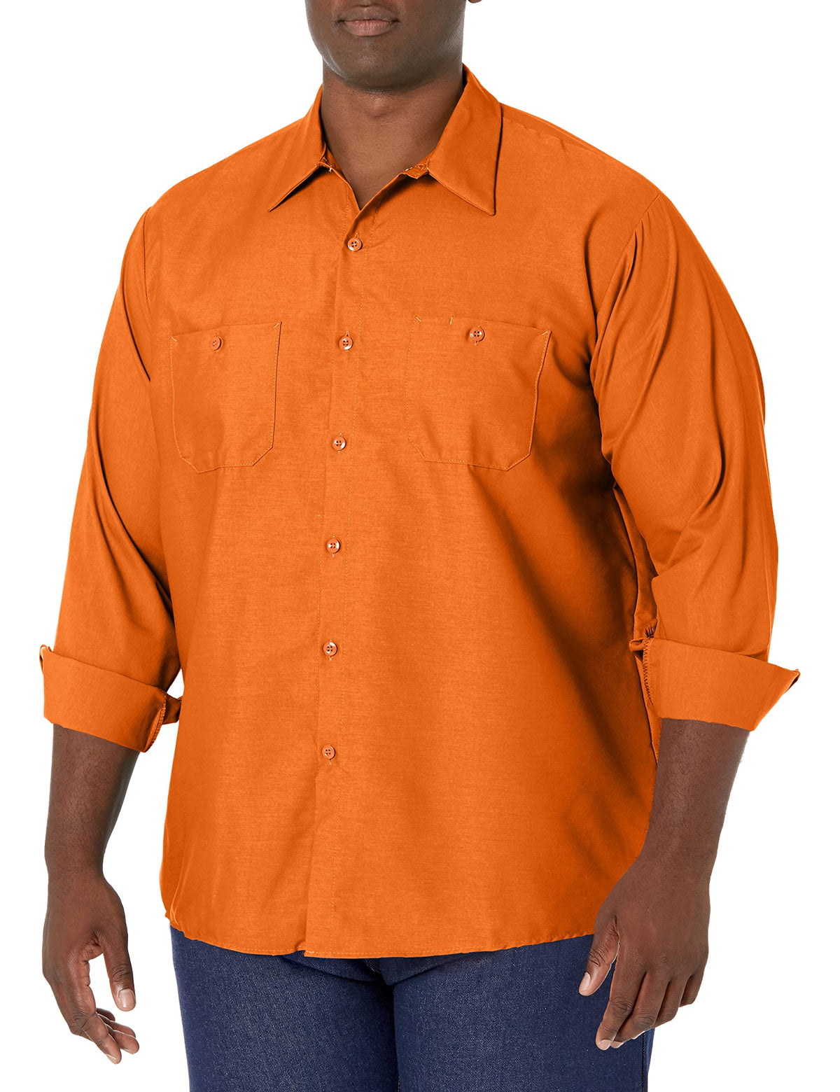Red Kap Men's Long Sleeve Industrial Work Shirt | Moisture Wicking Button Up, Wrinkle Resistance Fights Fading & Stains