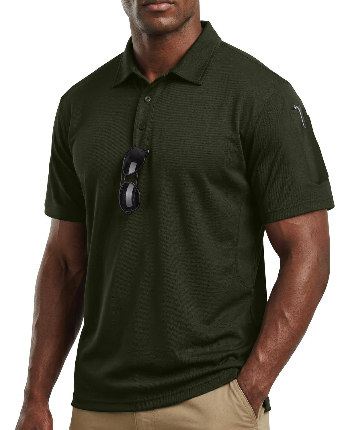 Breathable Pique Jersey Mens Polo Shirt UPF 50+ Quick Dry Performance