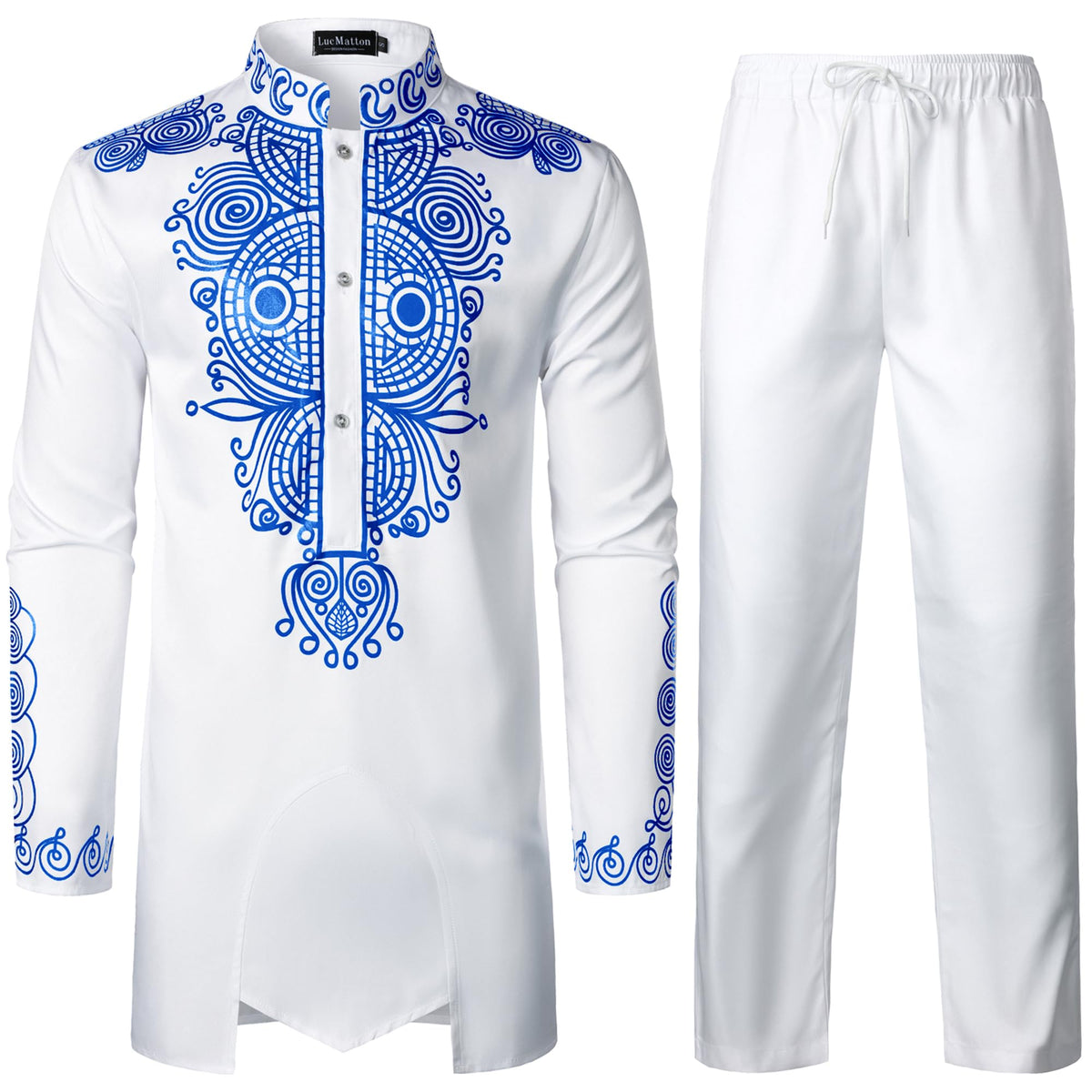 LucMatton Men's African Attire 2 Piece Dashiki Outfit