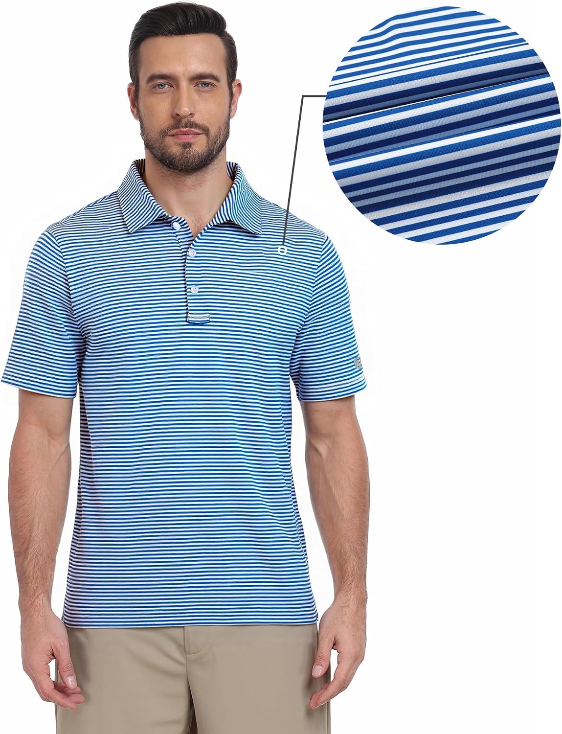 ZITY Mens Golf Shirt Short Sleeve UPF 50+ Performance Striped Polo Shirts