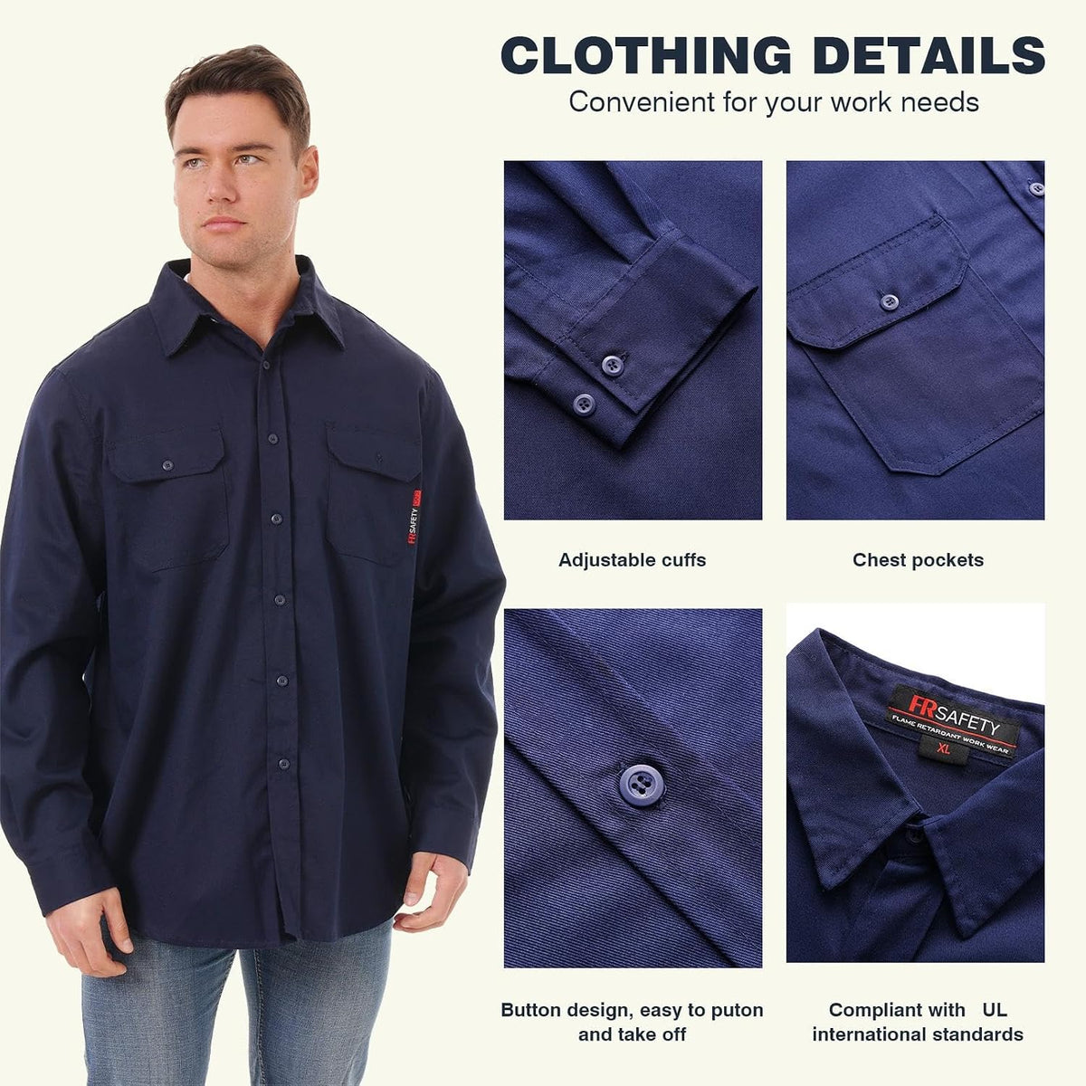 SKSAFETY FR Shirts for Men, 7 oz Flame Resistant Welding Work Shirt