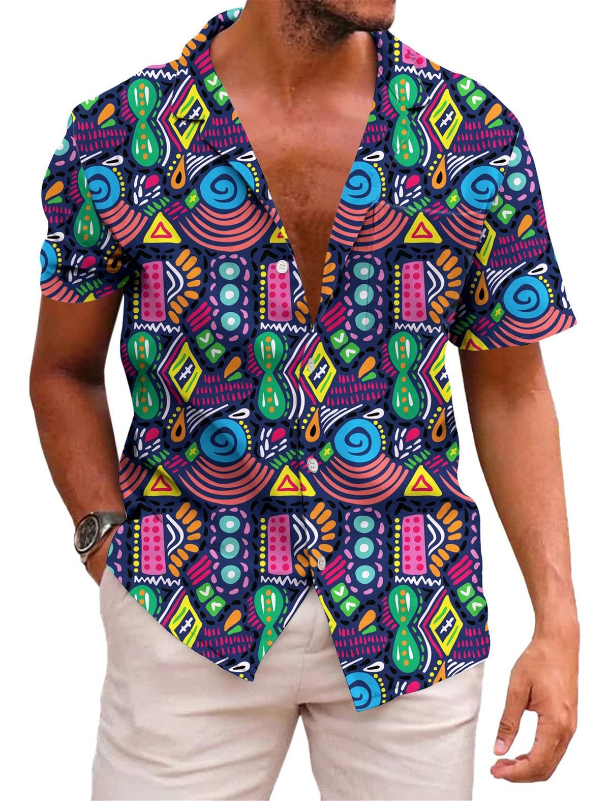 KYKU Mexico Shirt for Men Funny Beach Shirts Hawaiian Button Down Short Sleeve