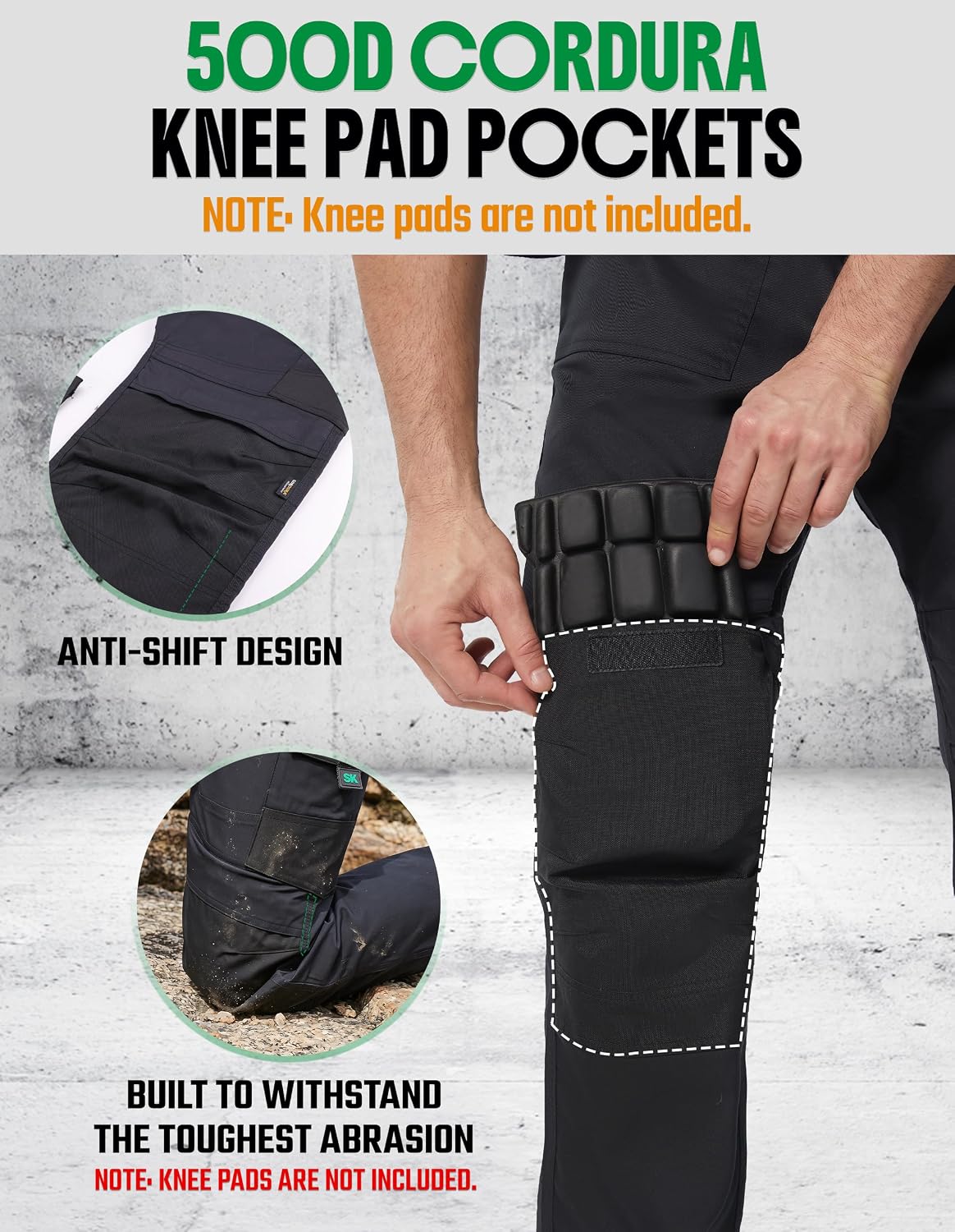 SK Construction Work Pants for Men Stretch Ripstop Water-Resistant Pants