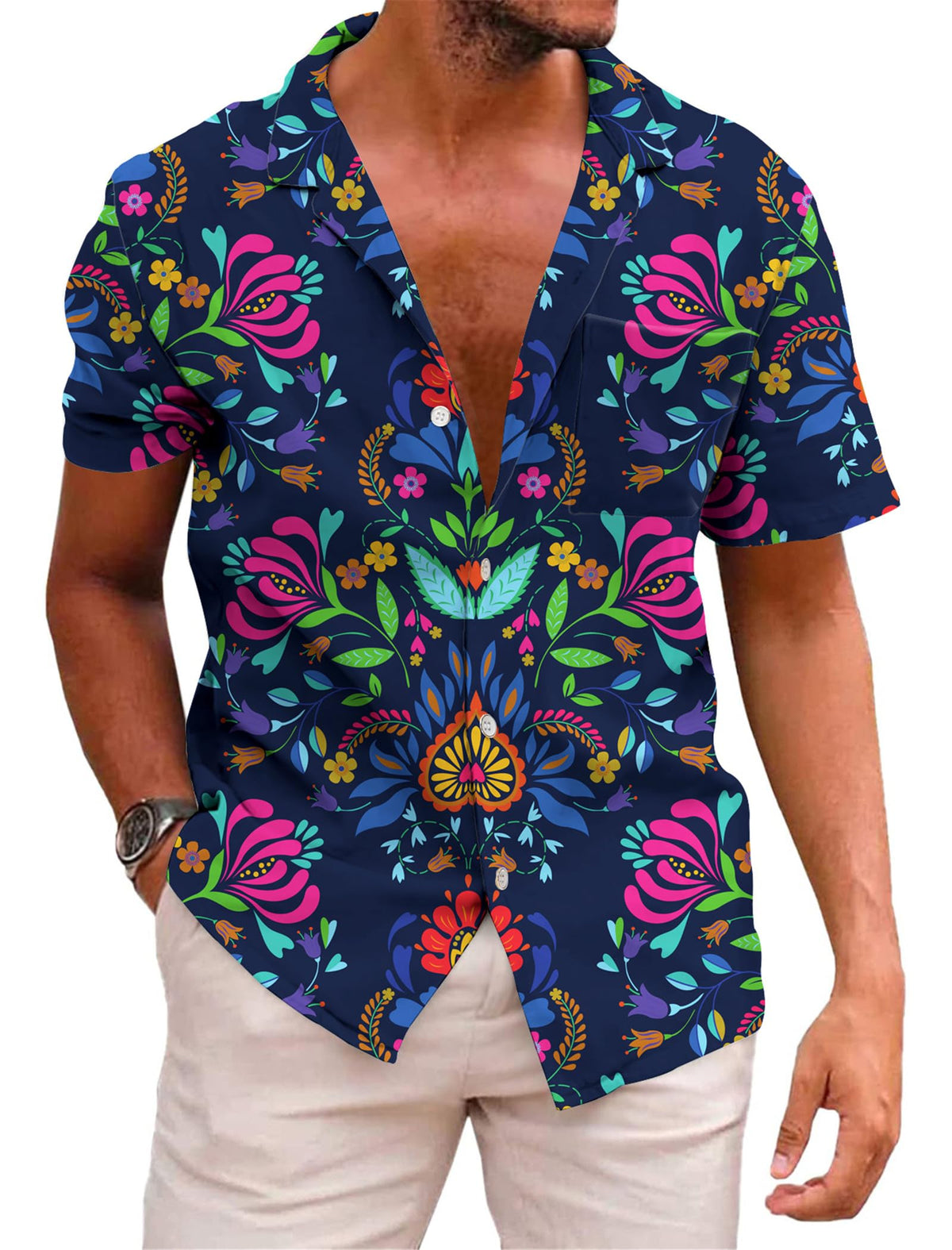 KYKU Mexico Shirt for Men Funny Beach Shirts Hawaiian Button Down Short Sleeve