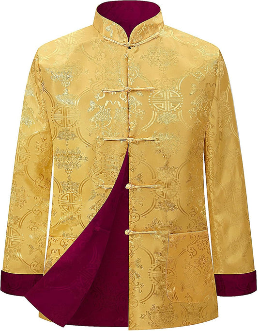 Funny World Tang Suit Men Hanfu Chinese New Year Shirt Both Sides Top