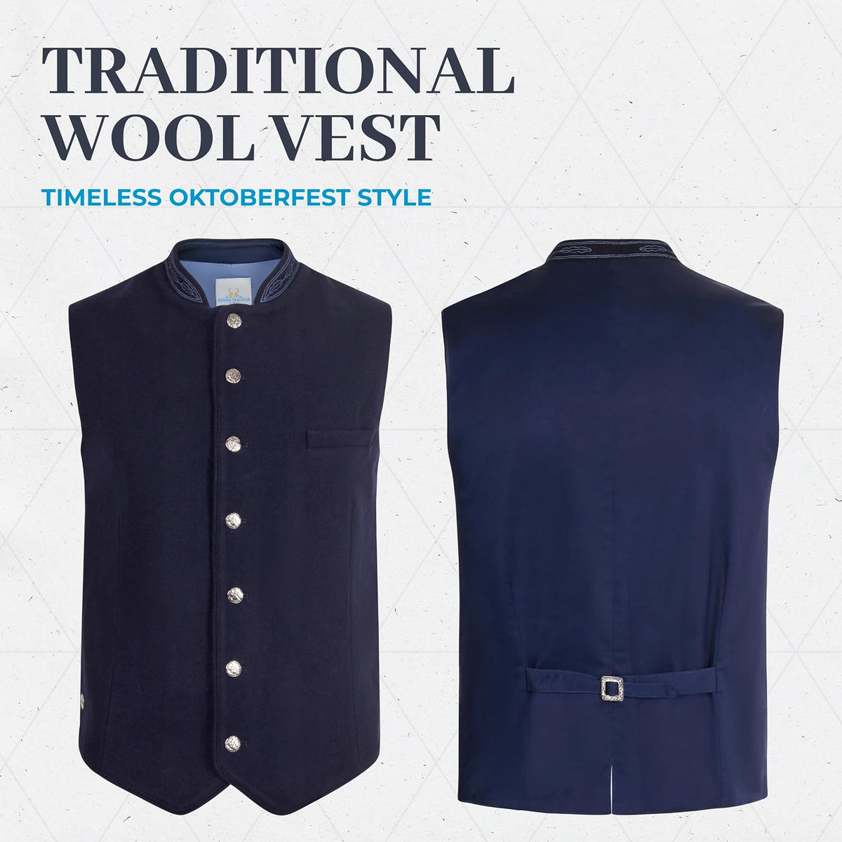 BAVARIA TRACHTEN Men's Oktoberfest Lederhosen Vest Trachten Waistcoat Vest