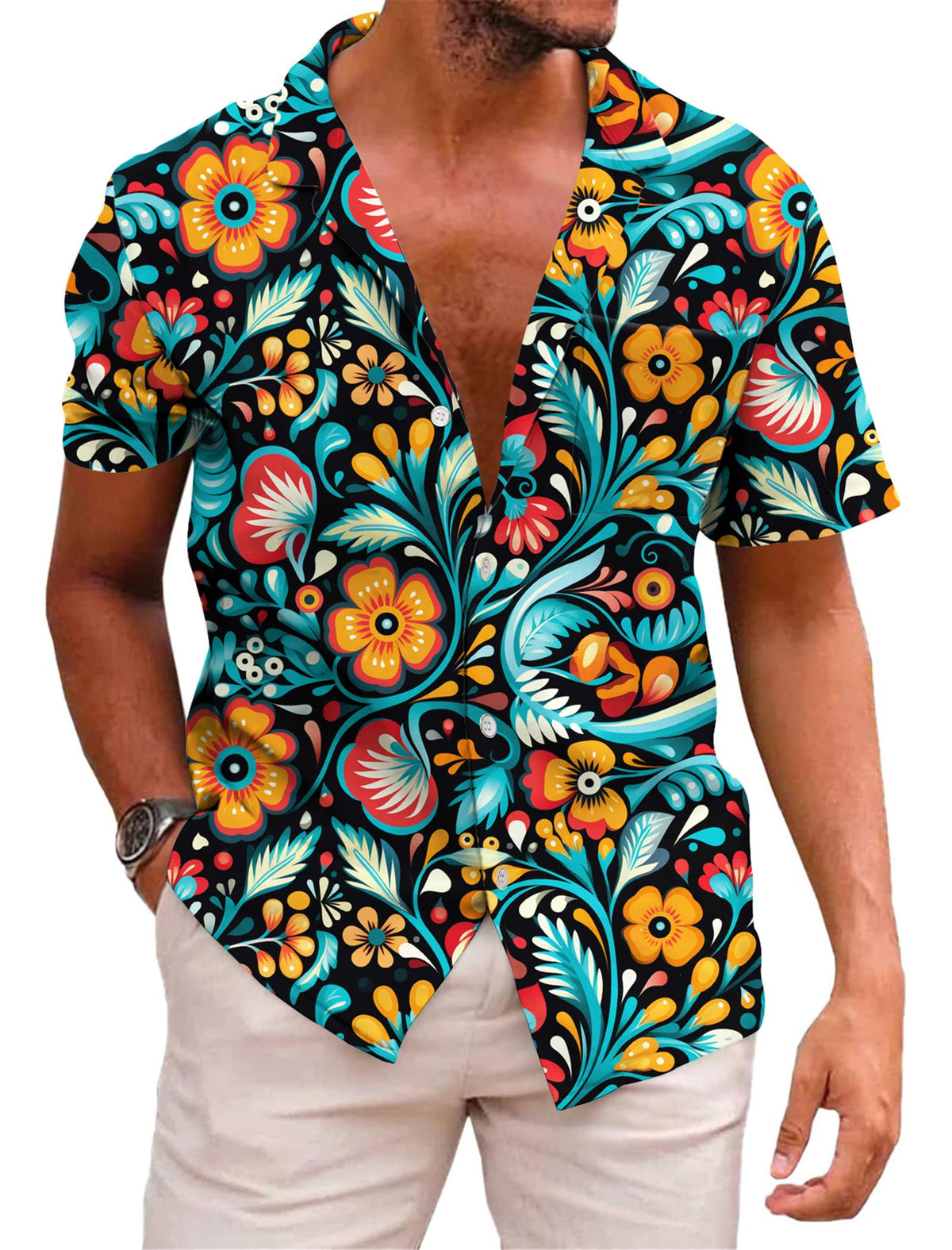 KYKU Mexico Shirt for Men Funny Beach Shirts Hawaiian Button Down Short Sleeve