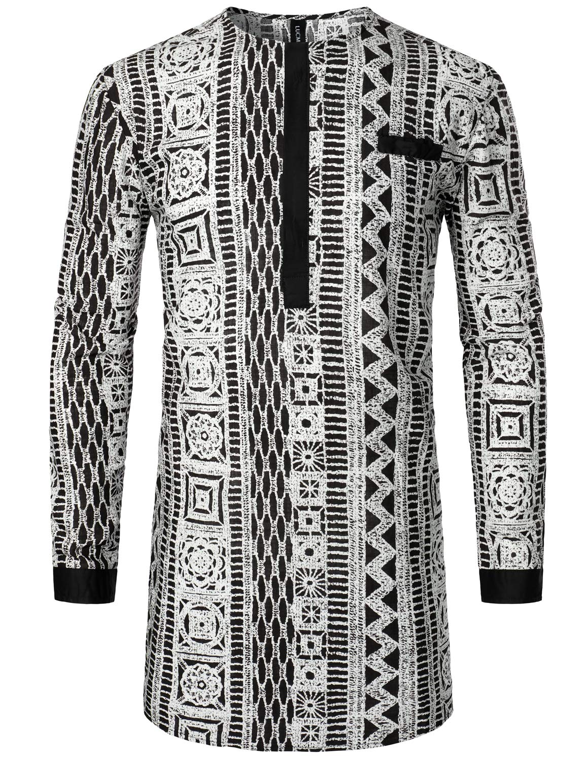 LucMatton Men's African Attire Traditional Print Dashiki Shirt
