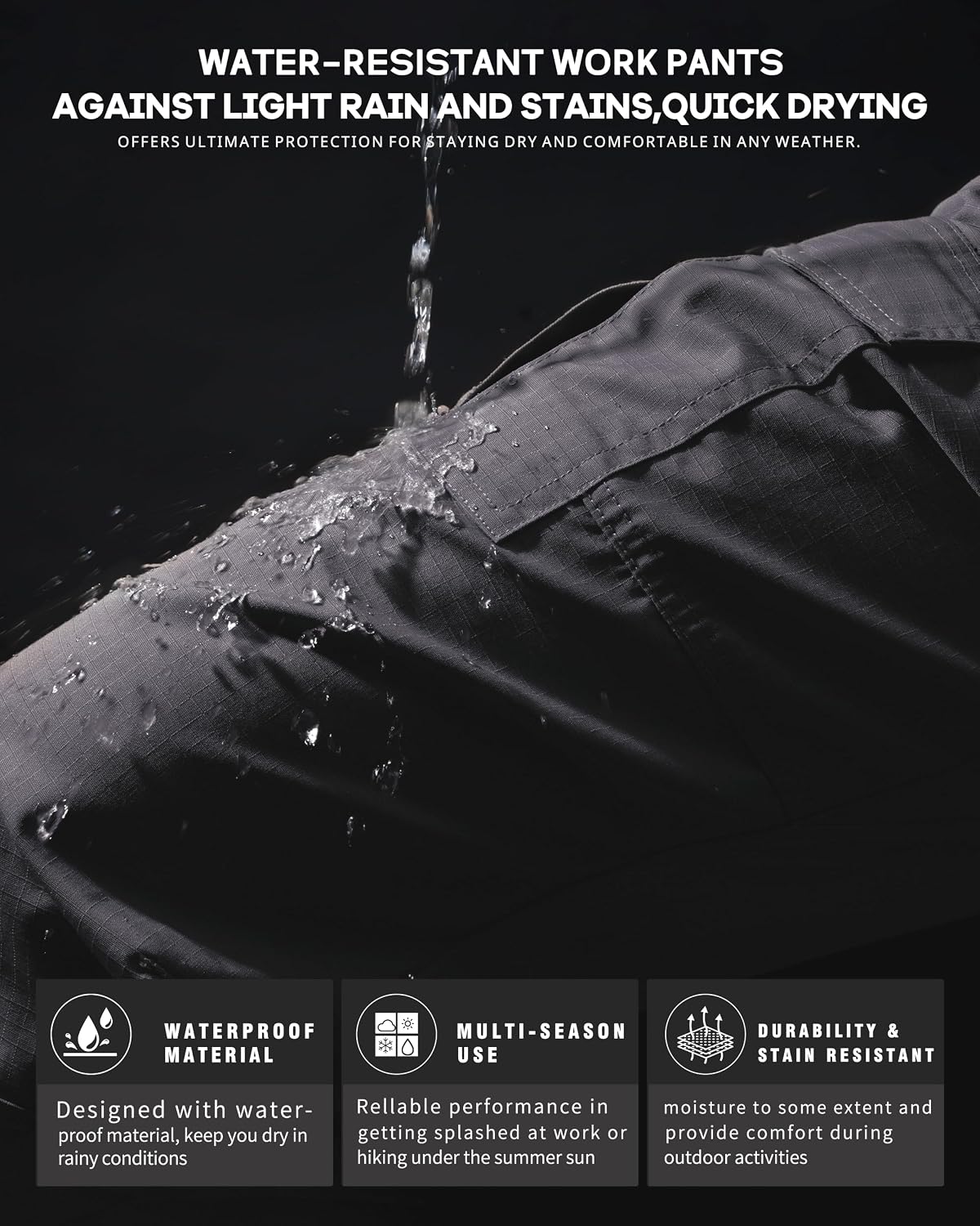 CNBQDD Mens Work Pants Ripstop Waterproof Cargo Pants for Men with 7 Pockets Tactical Hiking Pants