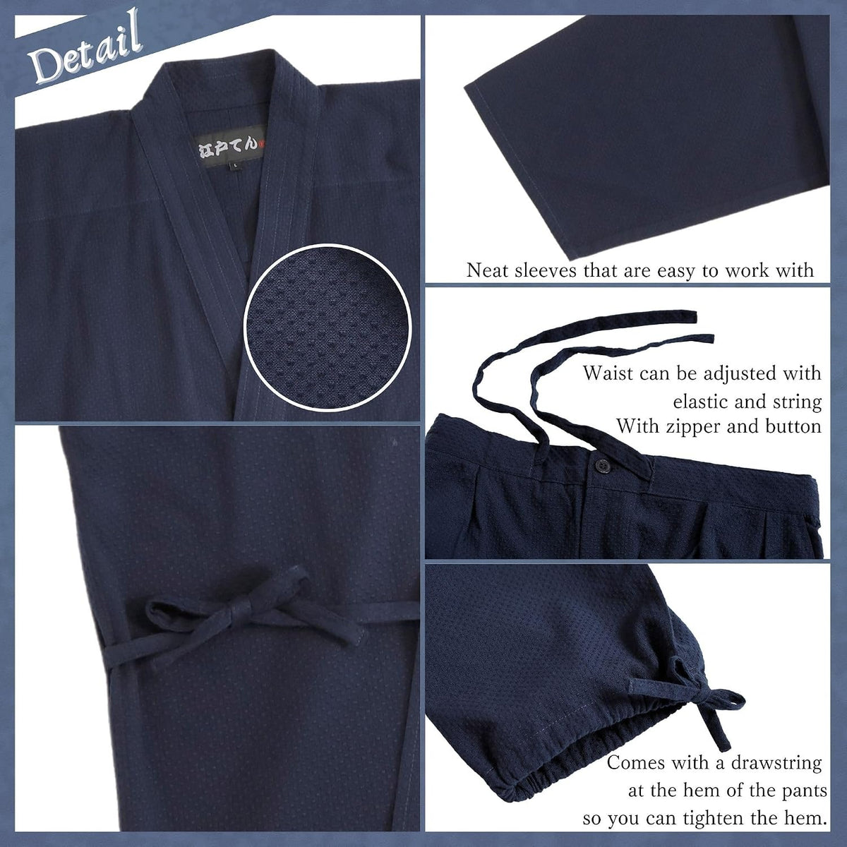 Edoten Men's Japan Kimono quilted clothes Sashiko Samue