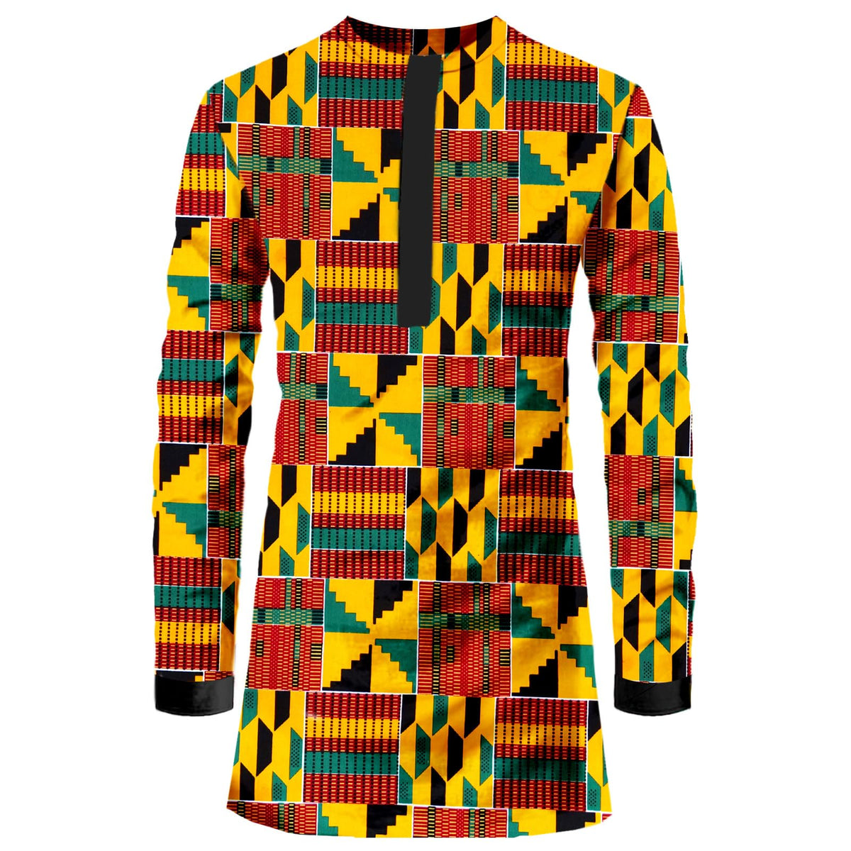 African Men Shirt Slim Fit Hidden Button Dashiki Print Cotton Cloth Top