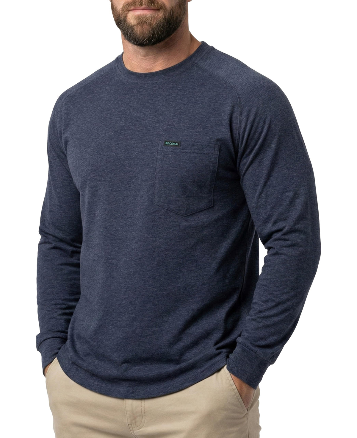BOCOMAL Non FR - Men's Work Shirts Long Sleeve Stretch-Cotton Relaxed Fit