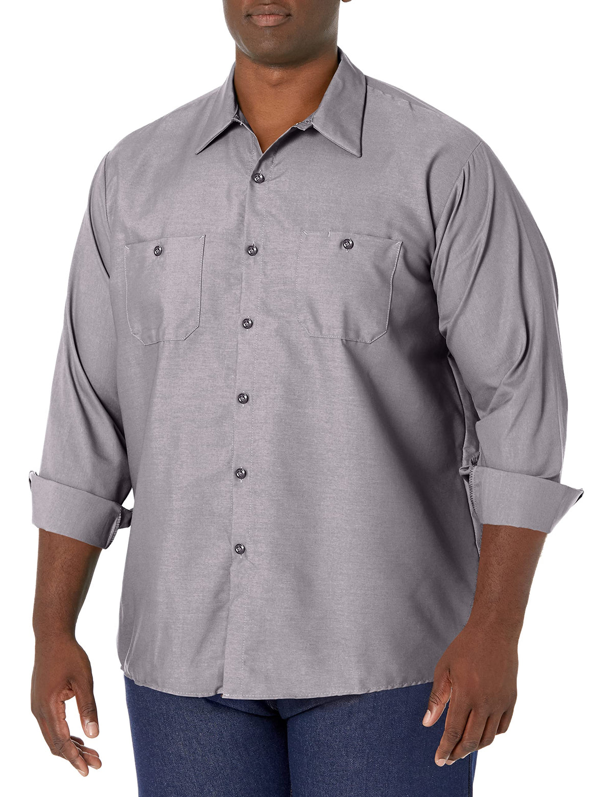 Red Kap Men's Long Sleeve Industrial Work Shirt | Moisture Wicking Button Up, Wrinkle Resistance Fights Fading & Stains