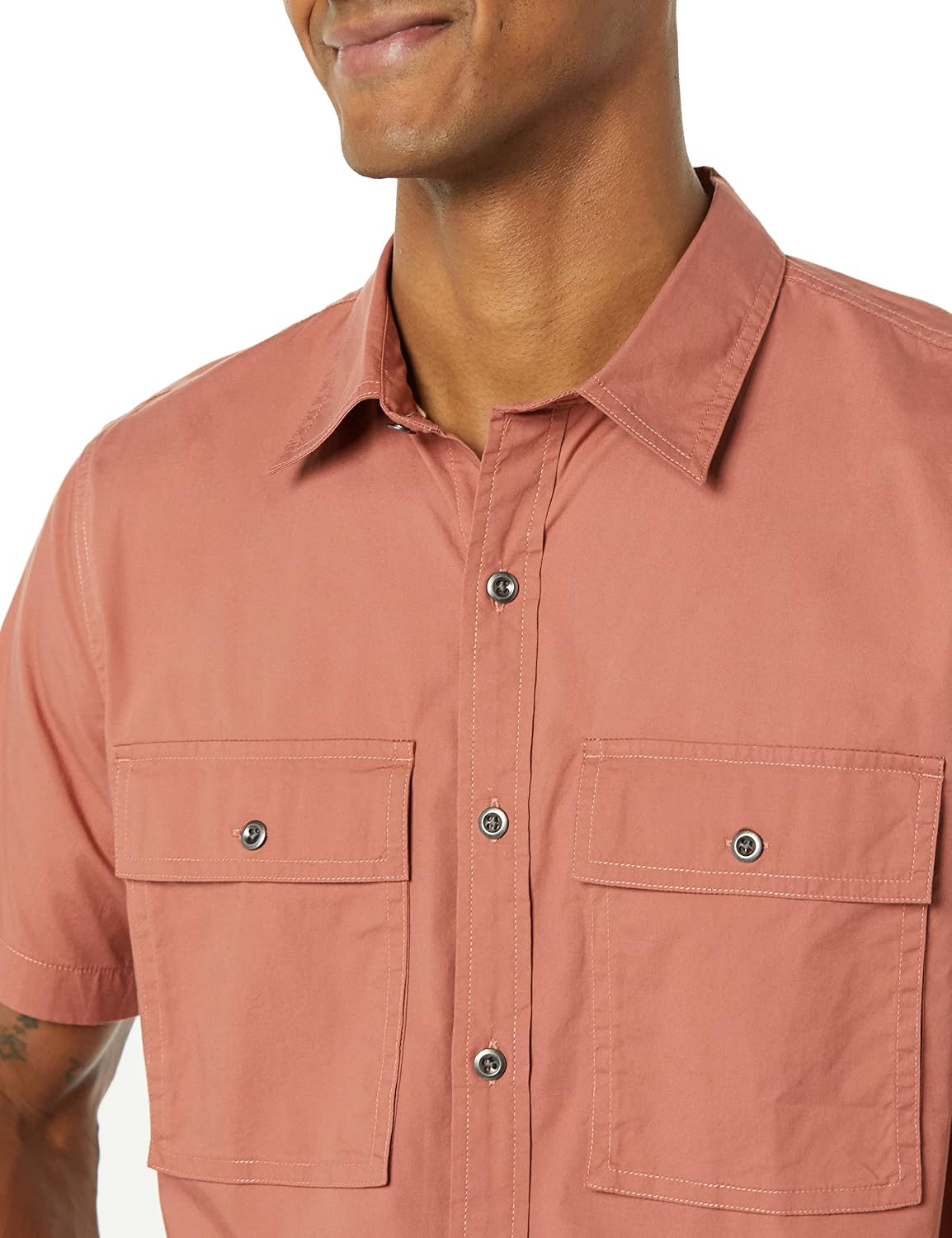 Amazon Essentials Men's Standard-Fit Short-Sleeve Two-Pocket Utility Shirt (Previously Goodthreads)
