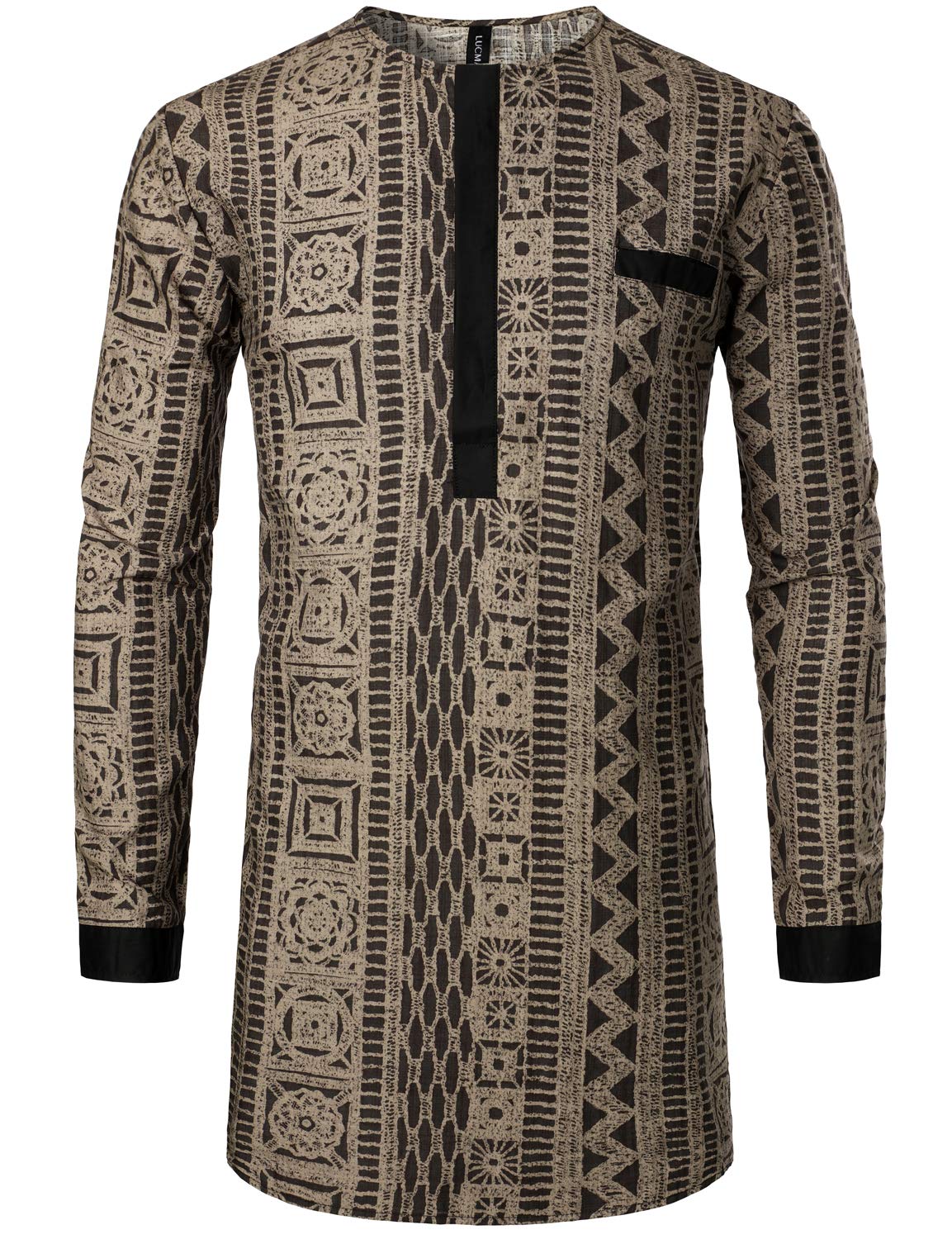 LucMatton Men's African Attire Traditional Print Dashiki Shirt