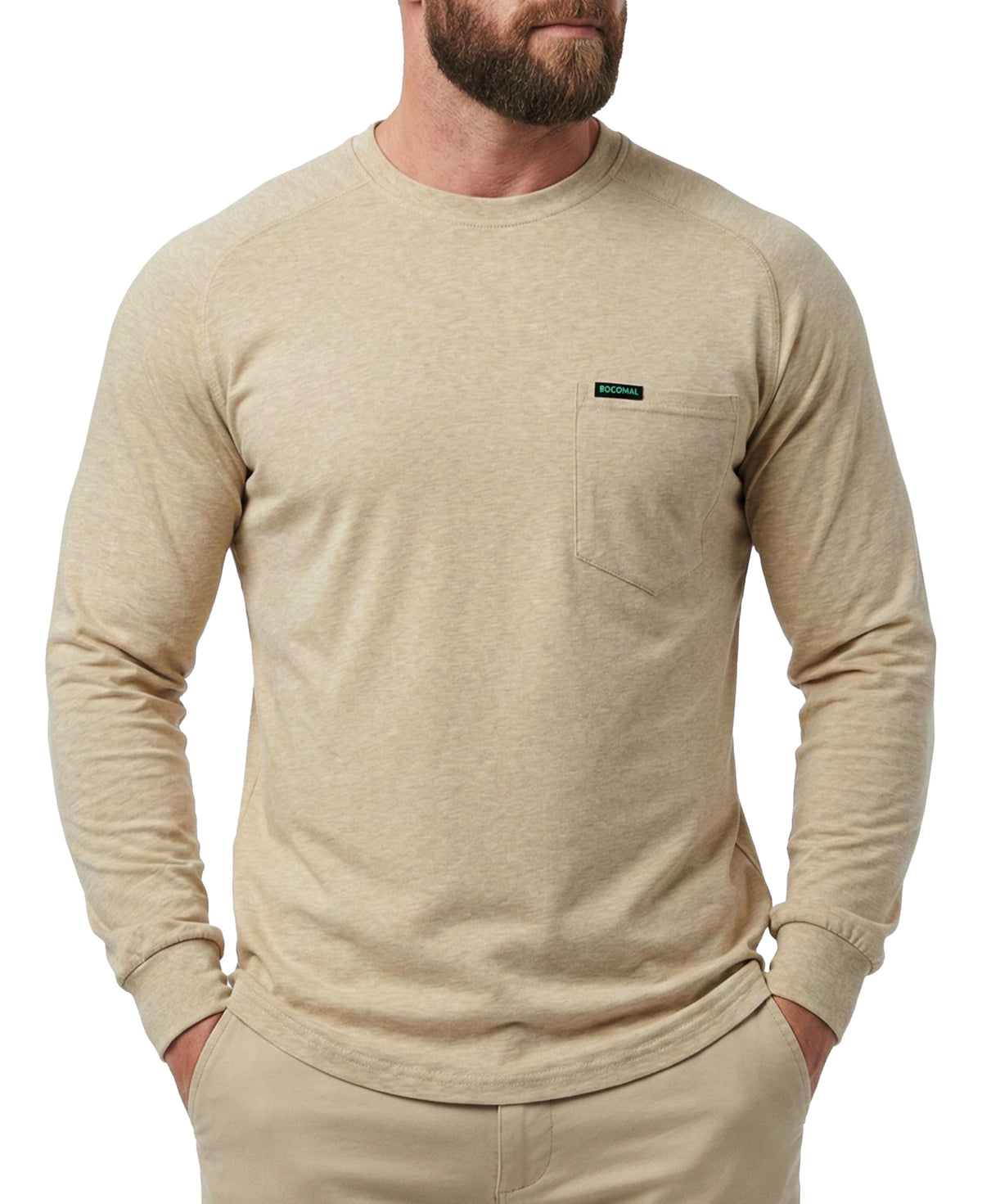 BOCOMAL Non FR - Men's Work Shirts Long Sleeve Stretch-Cotton Relaxed Fit