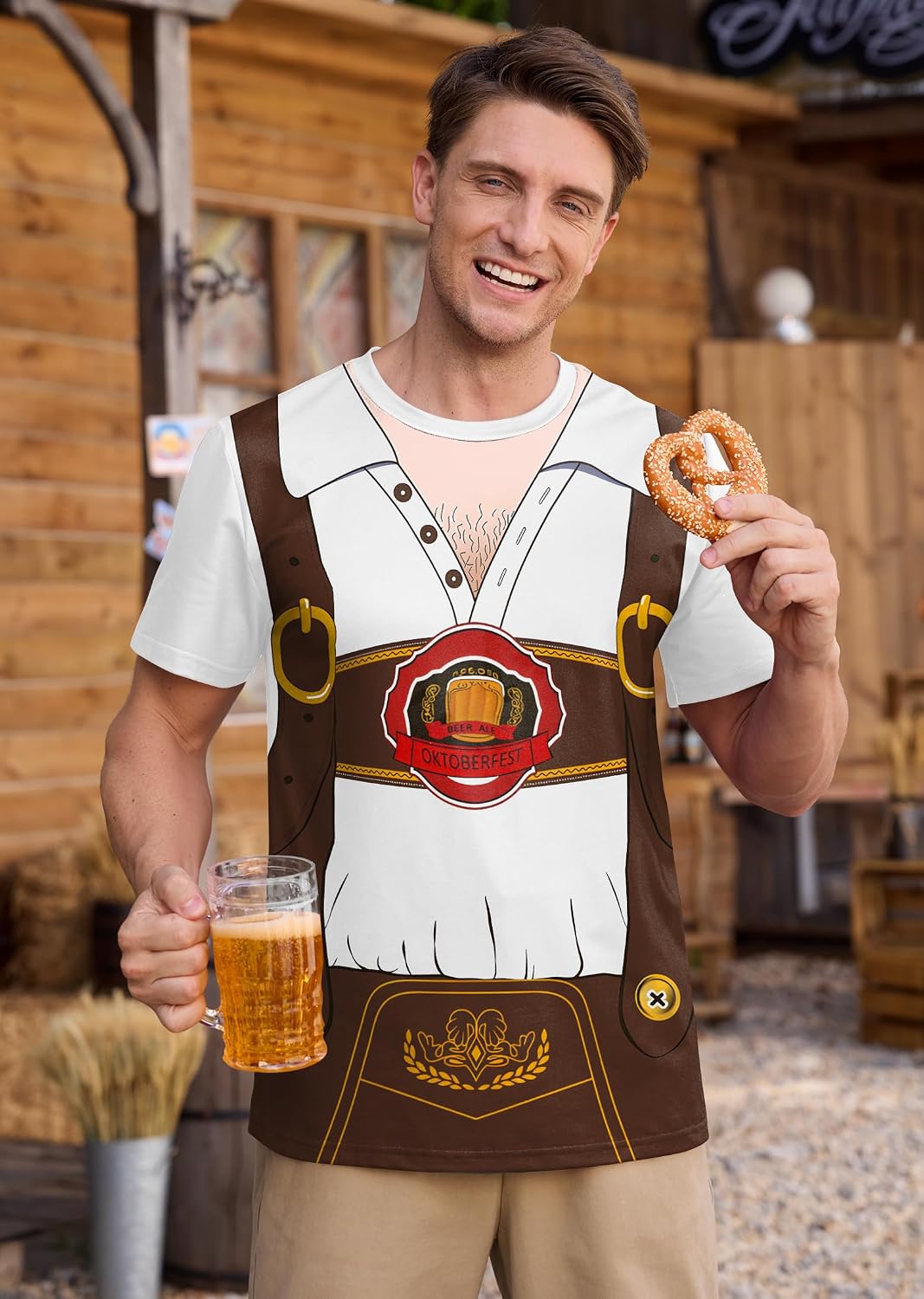 Arvilhill Men's Oktoberfest T-Shirt Funny Lederhosen Graphic Bavarian Tee