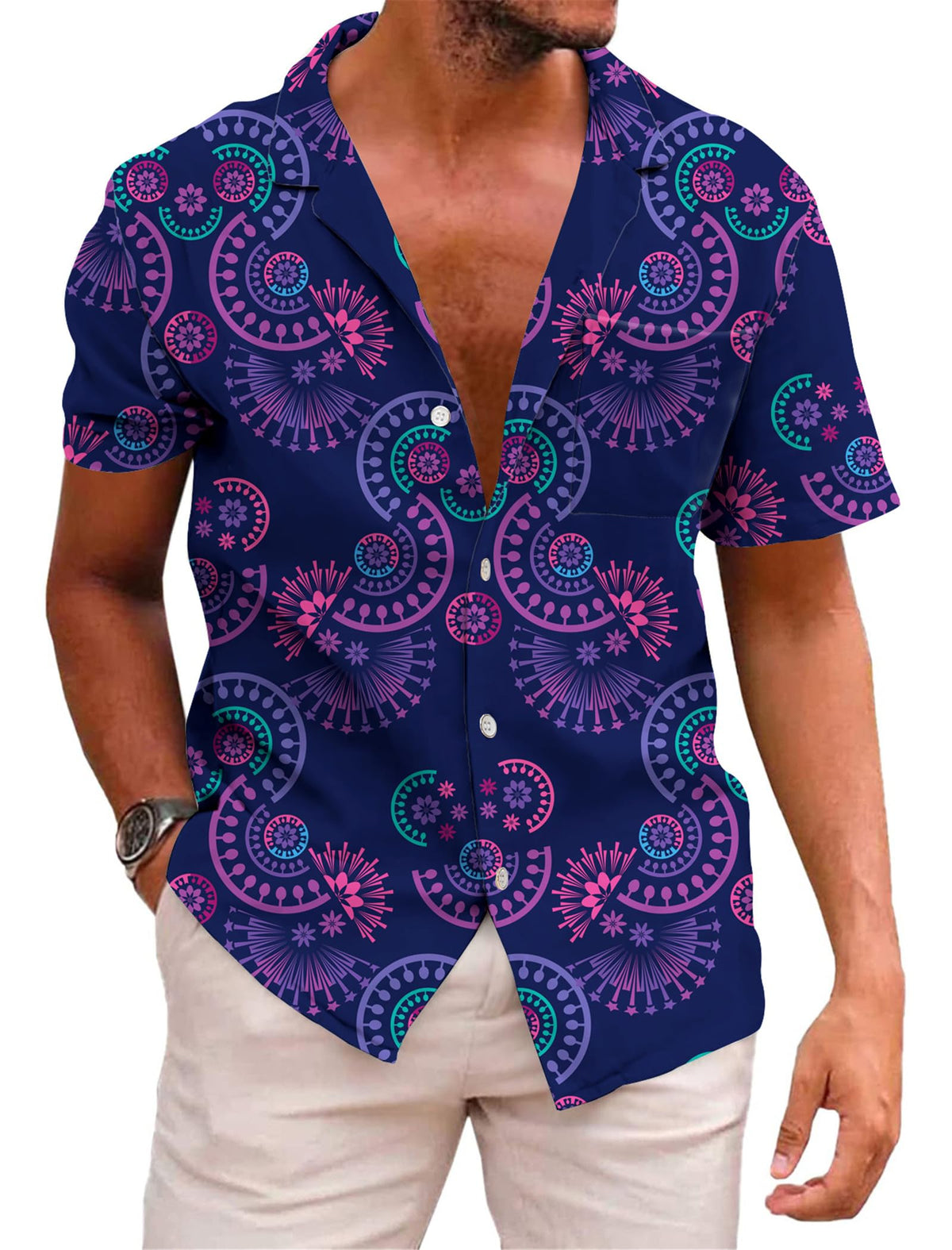 KYKU Mexico Shirt for Men Funny Beach Shirts Hawaiian Button Down Short Sleeve