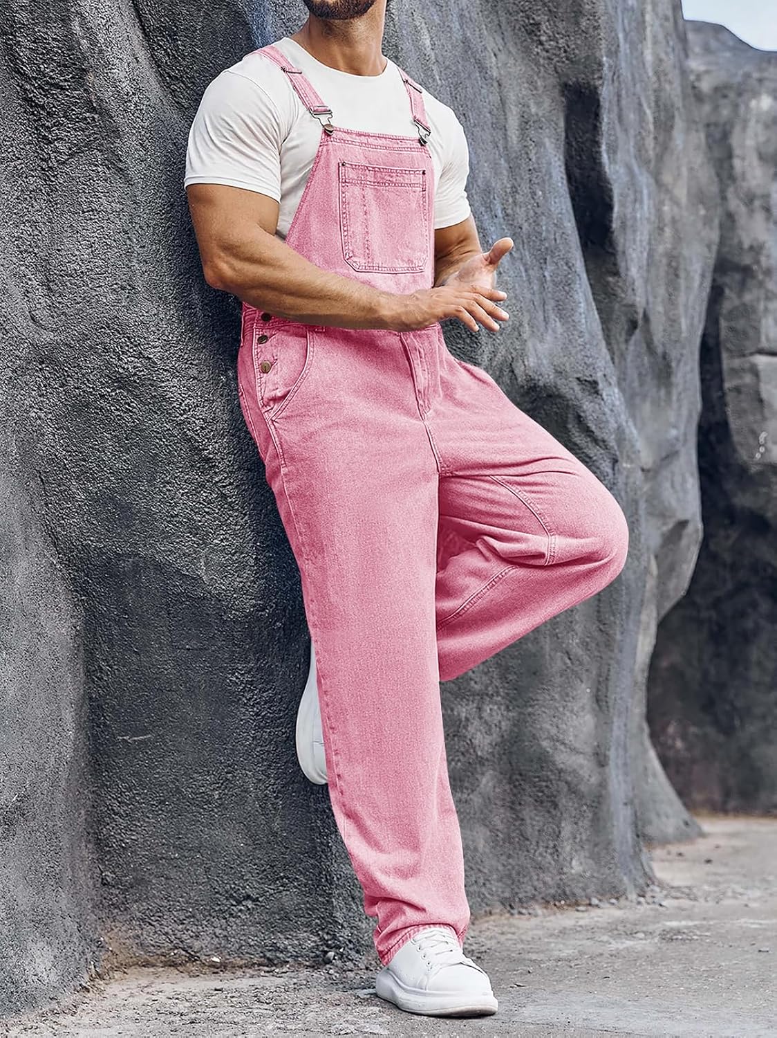 Runcati Men's Denim Bib Overall Jean Romper