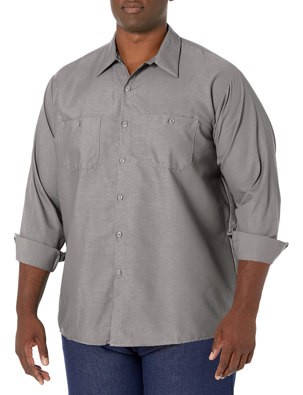 Red Kap Men's Long Sleeve Industrial Work Shirt | Moisture Wicking Button Up, Wrinkle Resistance Fights Fading & Stains