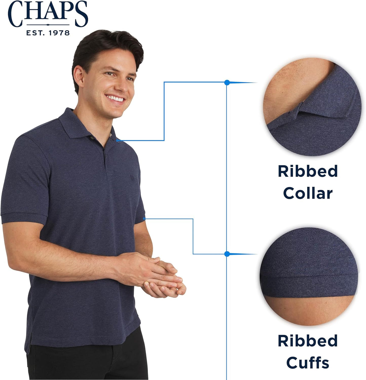 Chaps Men's Everyday Casual Classic Fit Stretch Pique Polo Shirt (S-2XL)