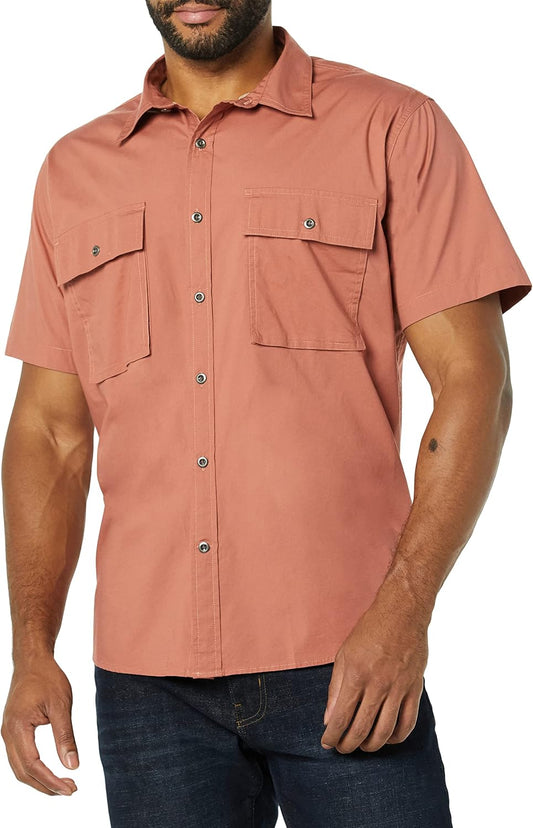 Amazon Essentials Men's Standard-Fit Short-Sleeve Two-Pocket Utility Shirt (Previously Goodthreads)