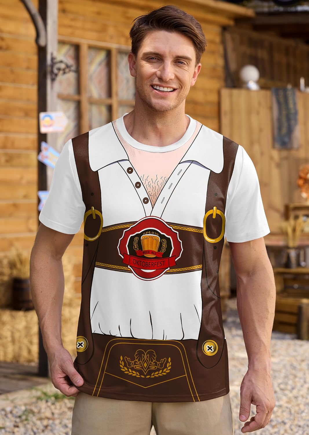 Arvilhill Men's Oktoberfest T-Shirt Funny Lederhosen Graphic Bavarian Tee