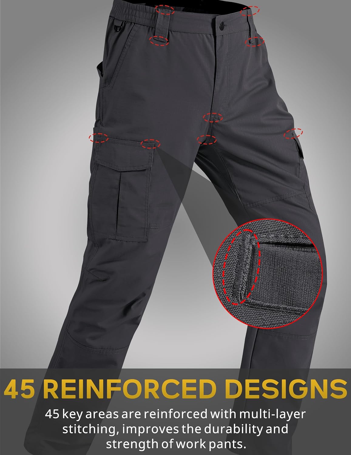 CNBQDD Mens Work Pants Ripstop Waterproof Cargo Pants for Men with 7 Pockets Tactical Hiking Pants