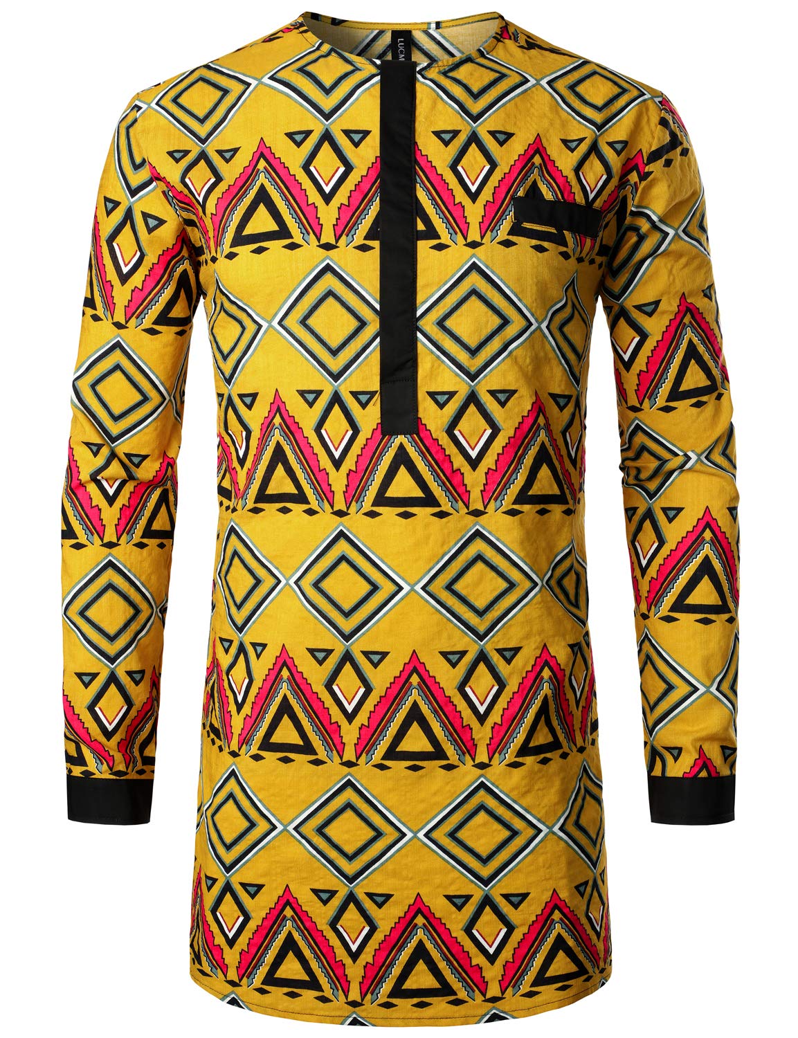 LucMatton Men's African Attire Traditional Print Dashiki Shirt