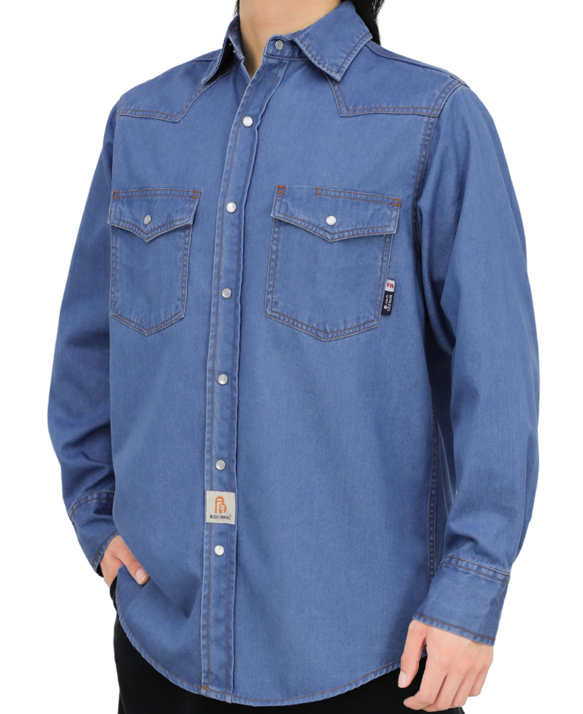 BOCOMAL Men's FR Shirts 6.25oz Lightweight Flame Resistant Welding Workwear