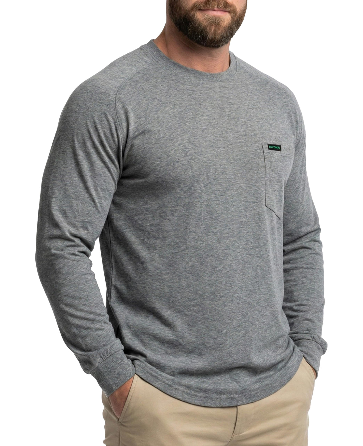 BOCOMAL Non FR - Men's Work Shirts Long Sleeve Stretch-Cotton Relaxed Fit