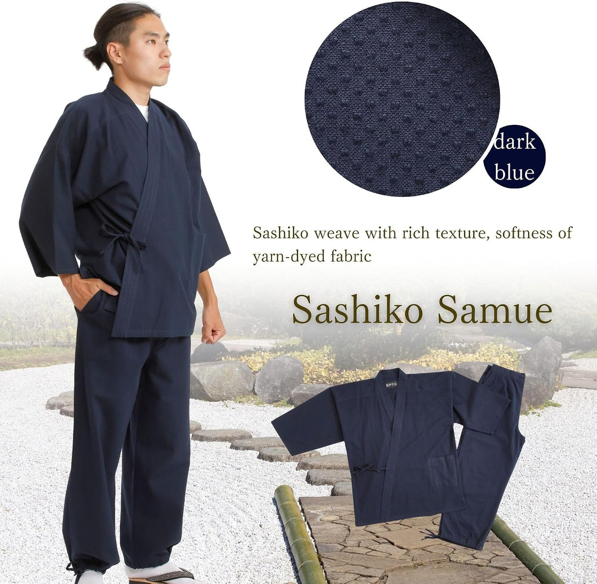 Edoten Men's Japan Kimono quilted clothes Sashiko Samue