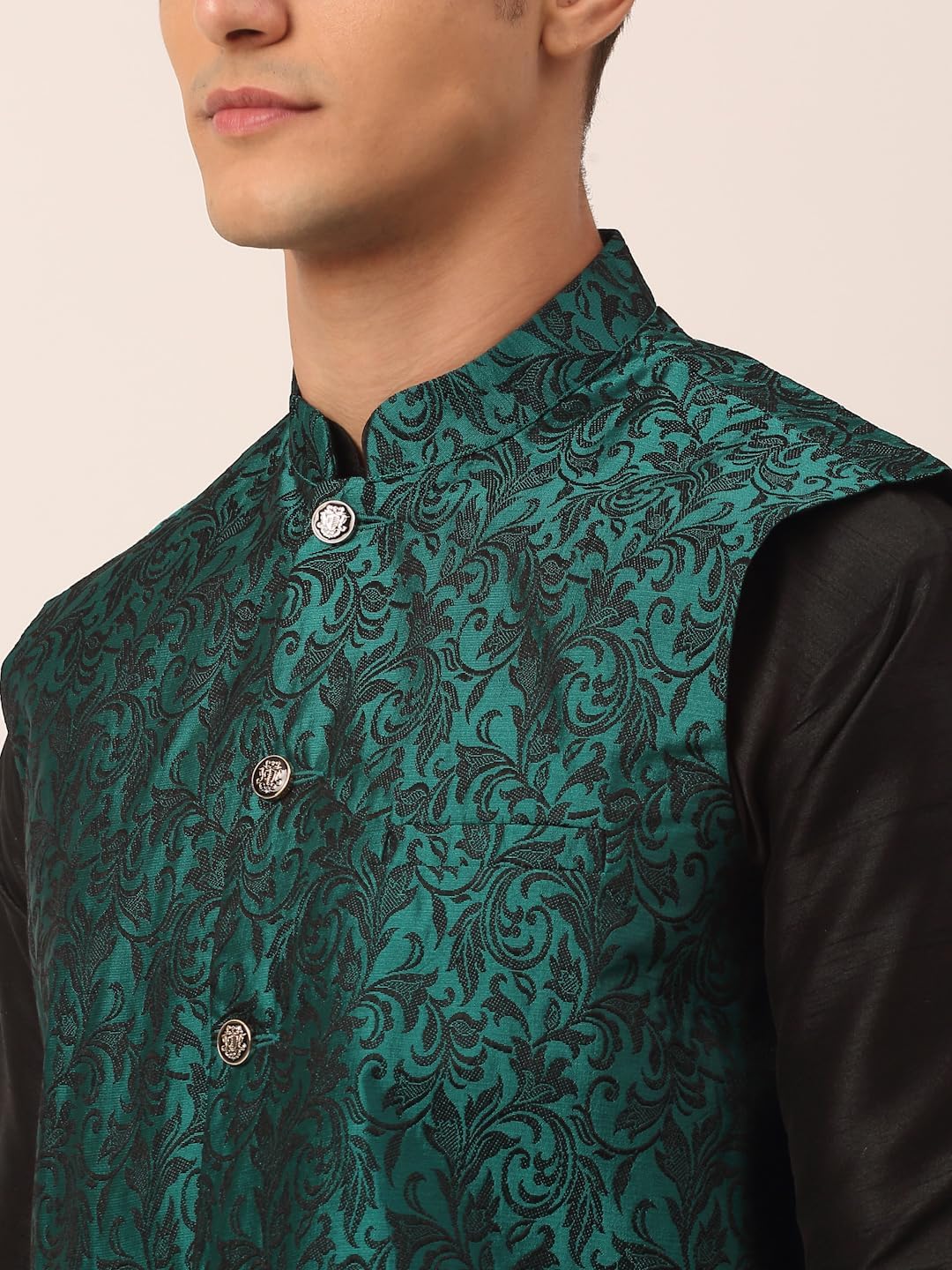 Maple Clothing Men's Nehru Jacket Brocade Indian Traditional Waistcoat Wedding Guest Outfit Vest