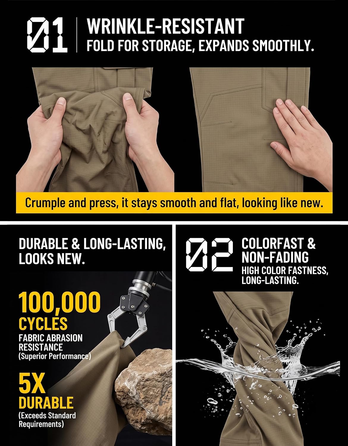 Men's Work Pants Hiking Ripstop Tactical Construction Cargo Pants 8 Pockets