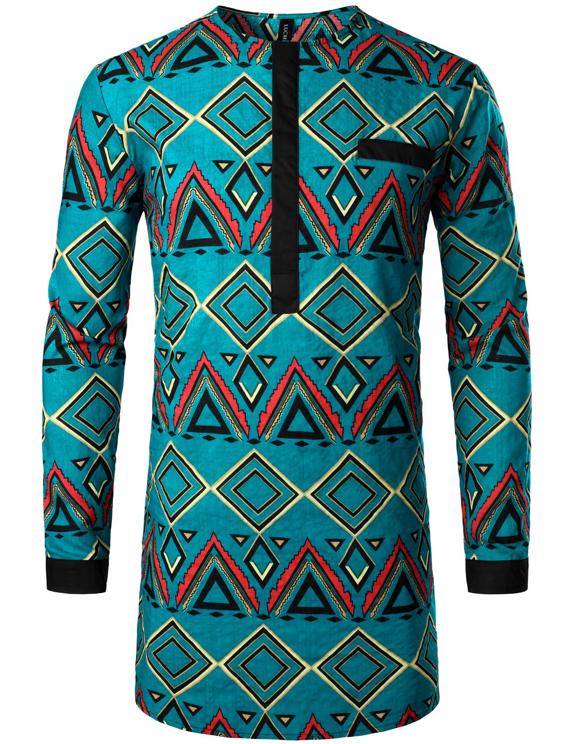 LucMatton Men's African Attire Traditional Print Dashiki Shirt
