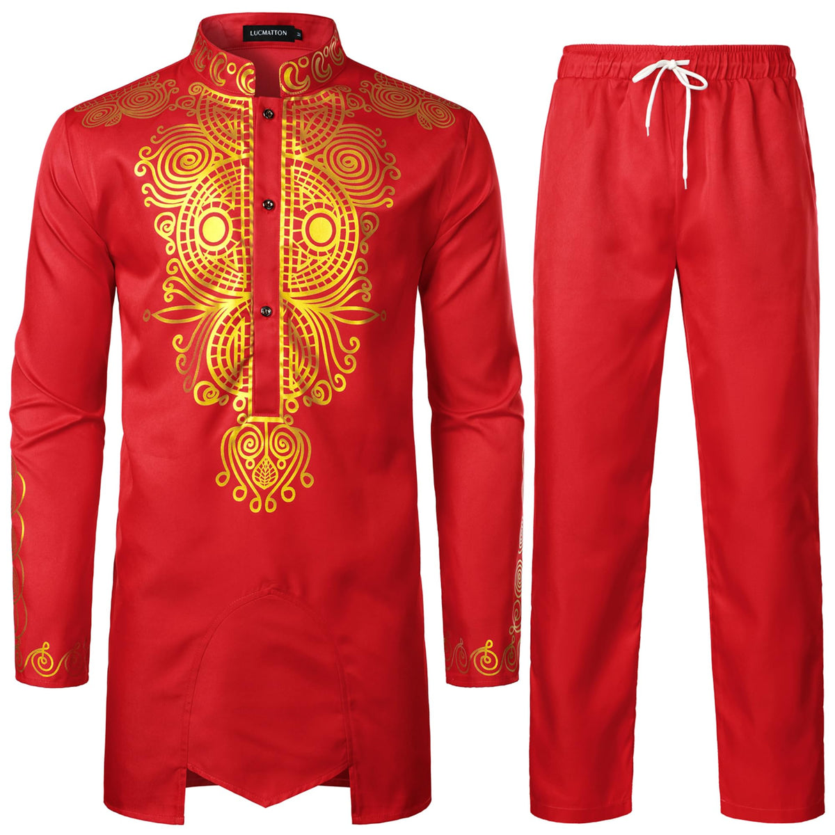 LucMatton Men's African Attire 2 Piece Dashiki Outfit