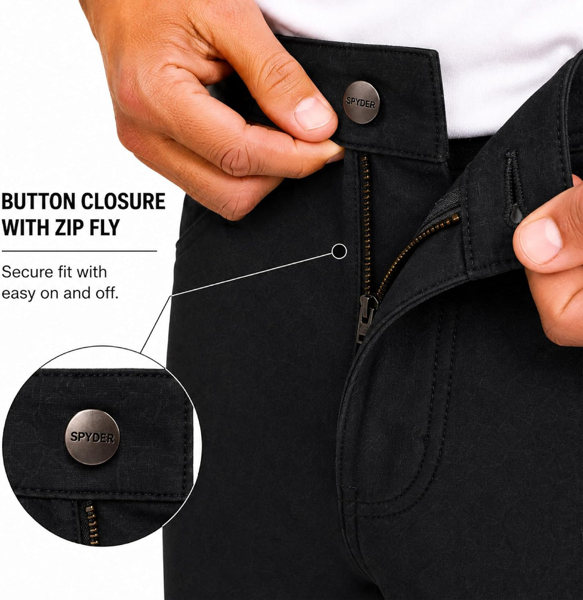 Spyder Mens Work Pants - Stretch Lightweight UPF 30 Workwear Pockets