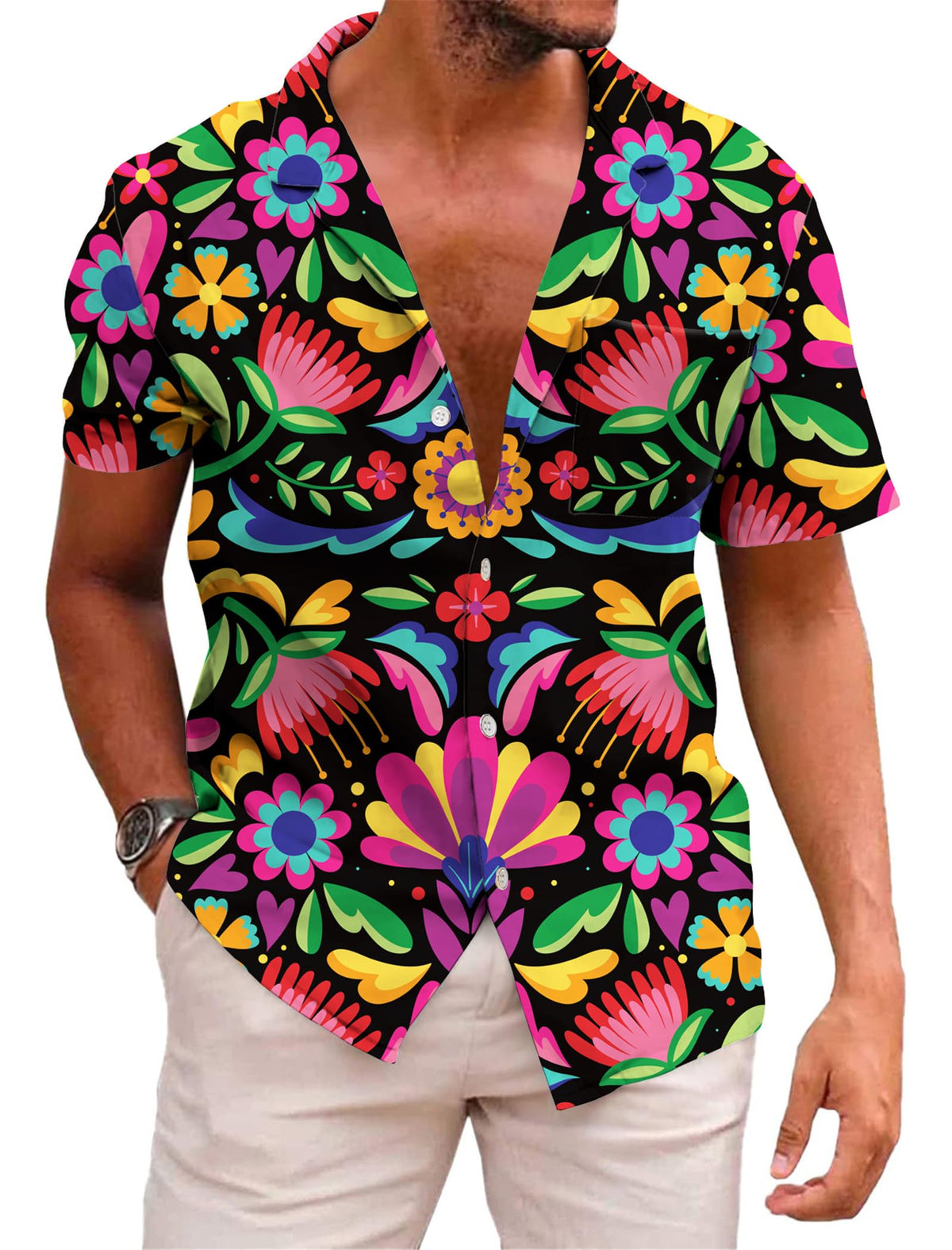 KYKU Mexico Shirt for Men Funny Beach Shirts Hawaiian Button Down Short Sleeve