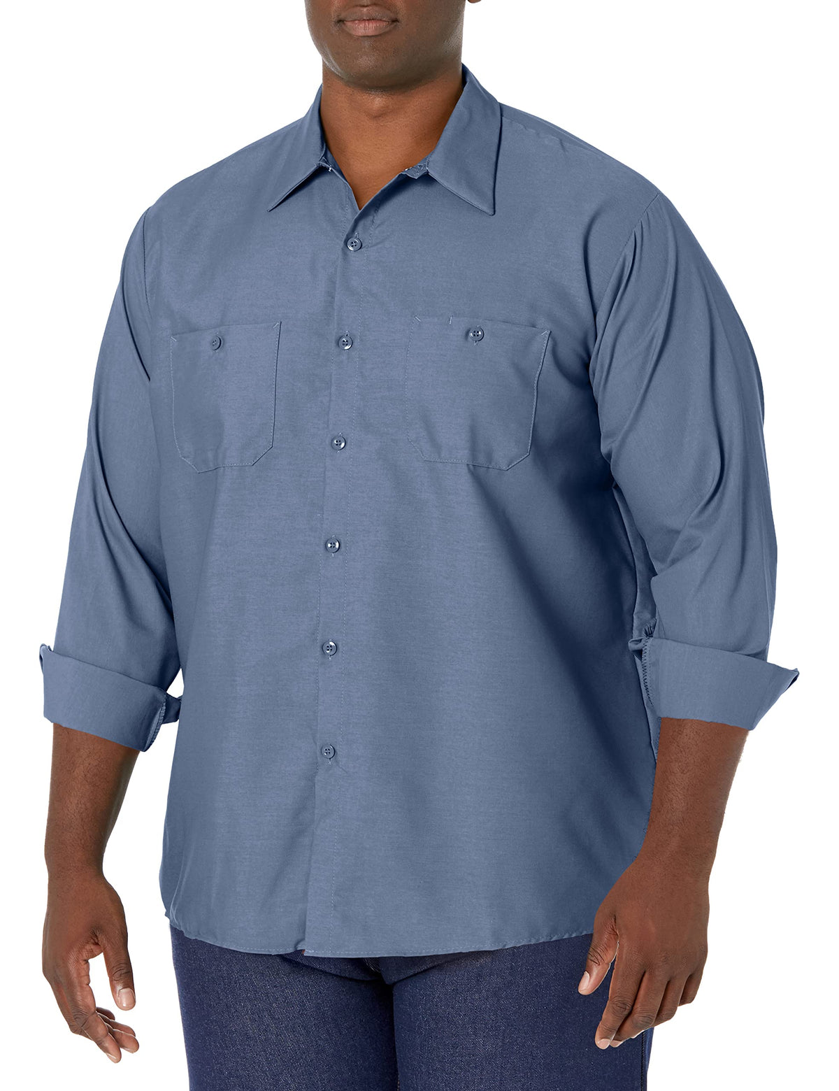 Red Kap Men's Long Sleeve Industrial Work Shirt | Moisture Wicking Button Up, Wrinkle Resistance Fights Fading & Stains