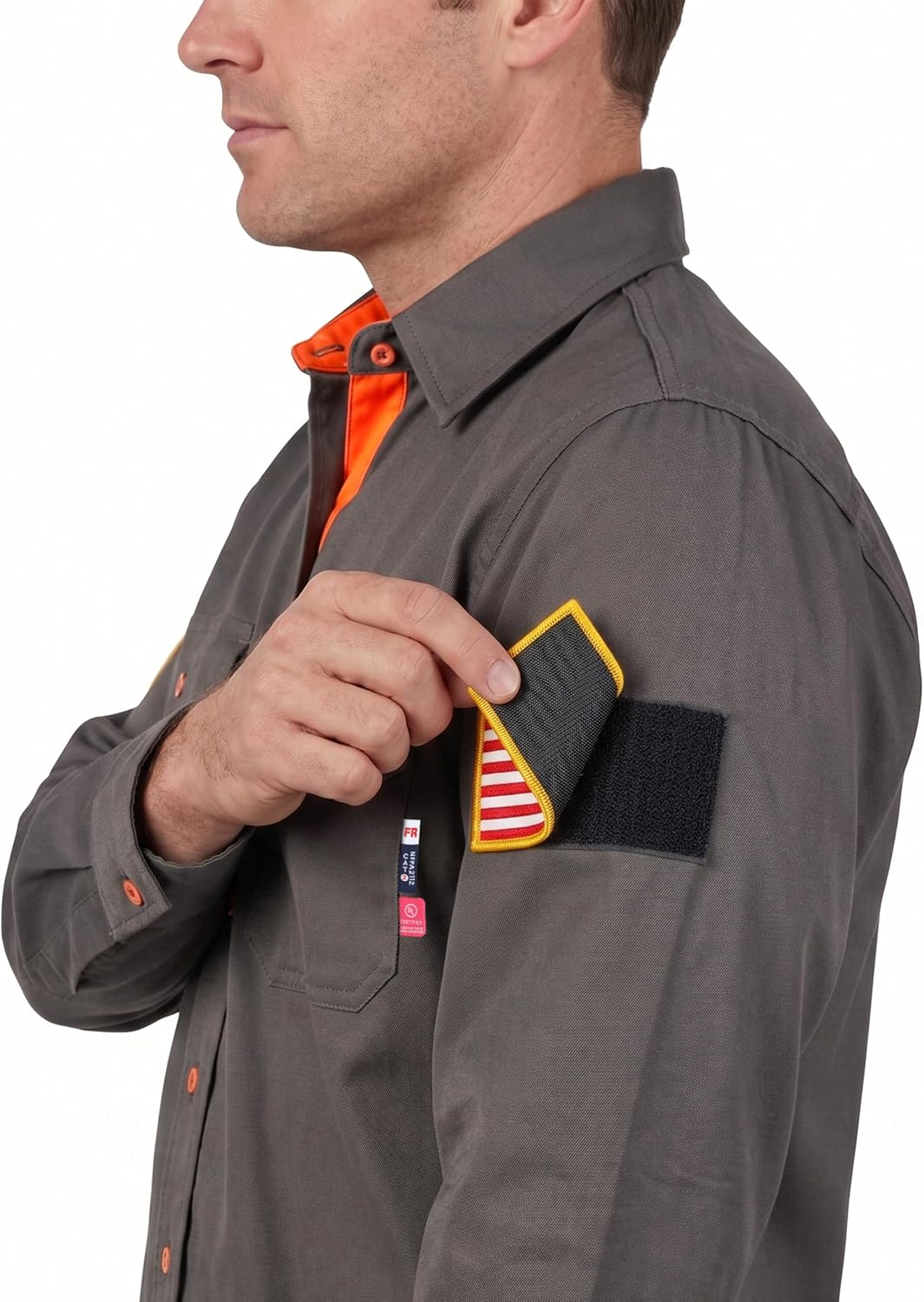 BOCOMAL FR Shirts for Men Button Down Lightweight Contrast Welding Workwear